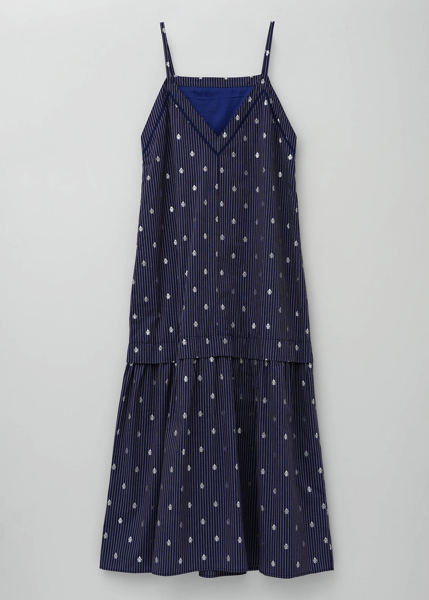 Cotton Poplin Stripe Foil Print Cami Dress