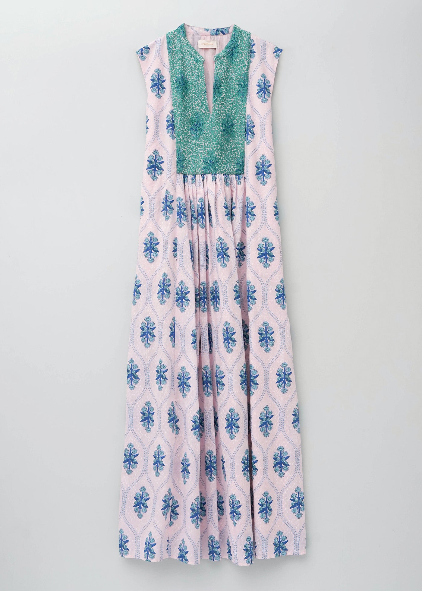【3/4 10時発売】Cotton Jacquard Iberis Print Embroidery Sleeveless Dress