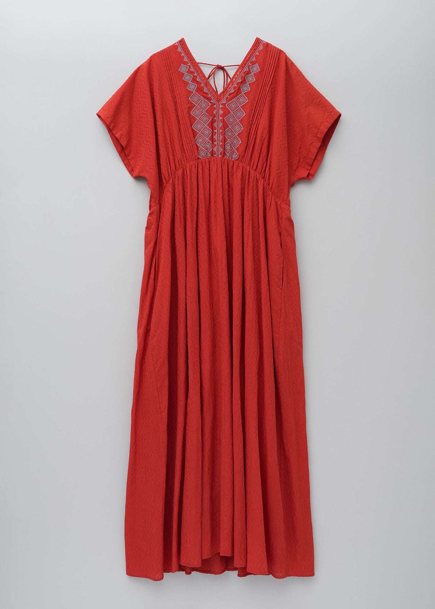 【6/10 10時発売】Cotton Dobby Cross Stitch Embroidery French Sleeve Dress