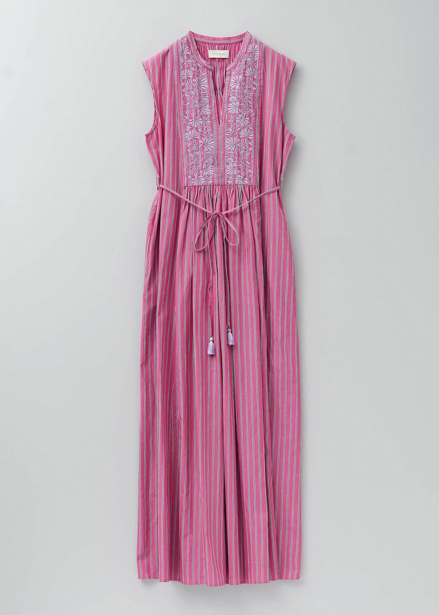 5月上旬お届け予定】Poplin Stripe Flower Embroidery Sleeveless