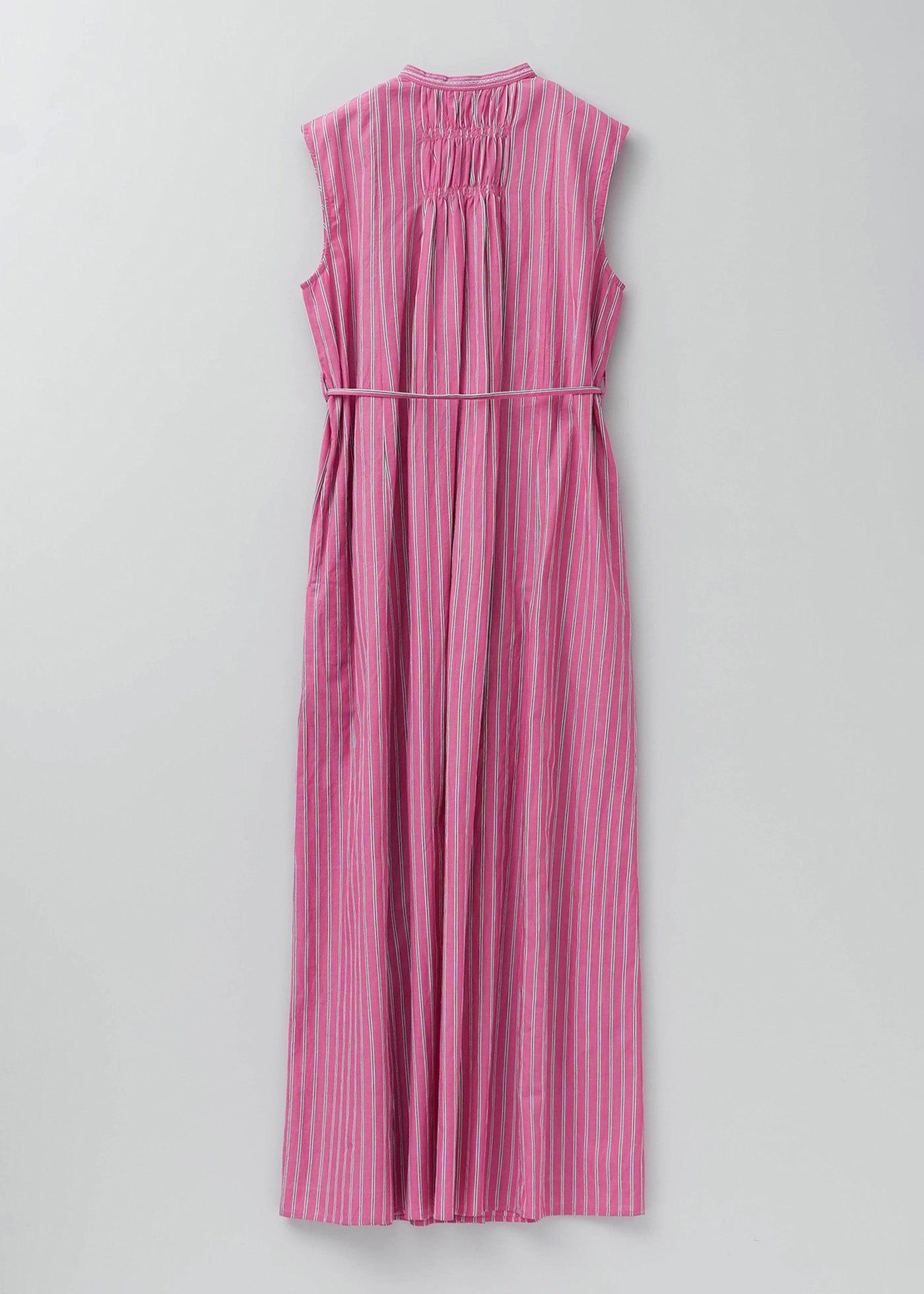 【5月上旬お届け予定】Poplin Stripe Flower Embroidery Sleeveless Dress