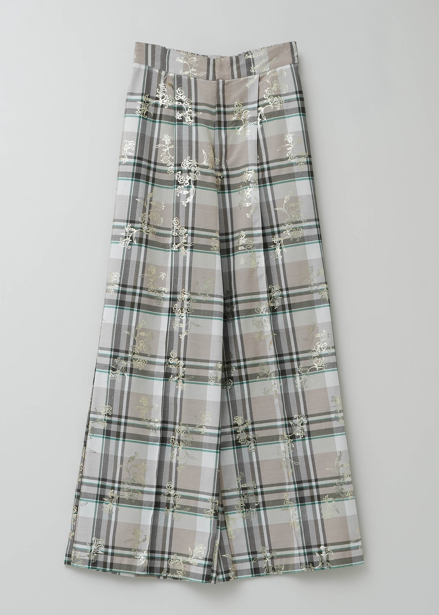 Check Foil Print Pants