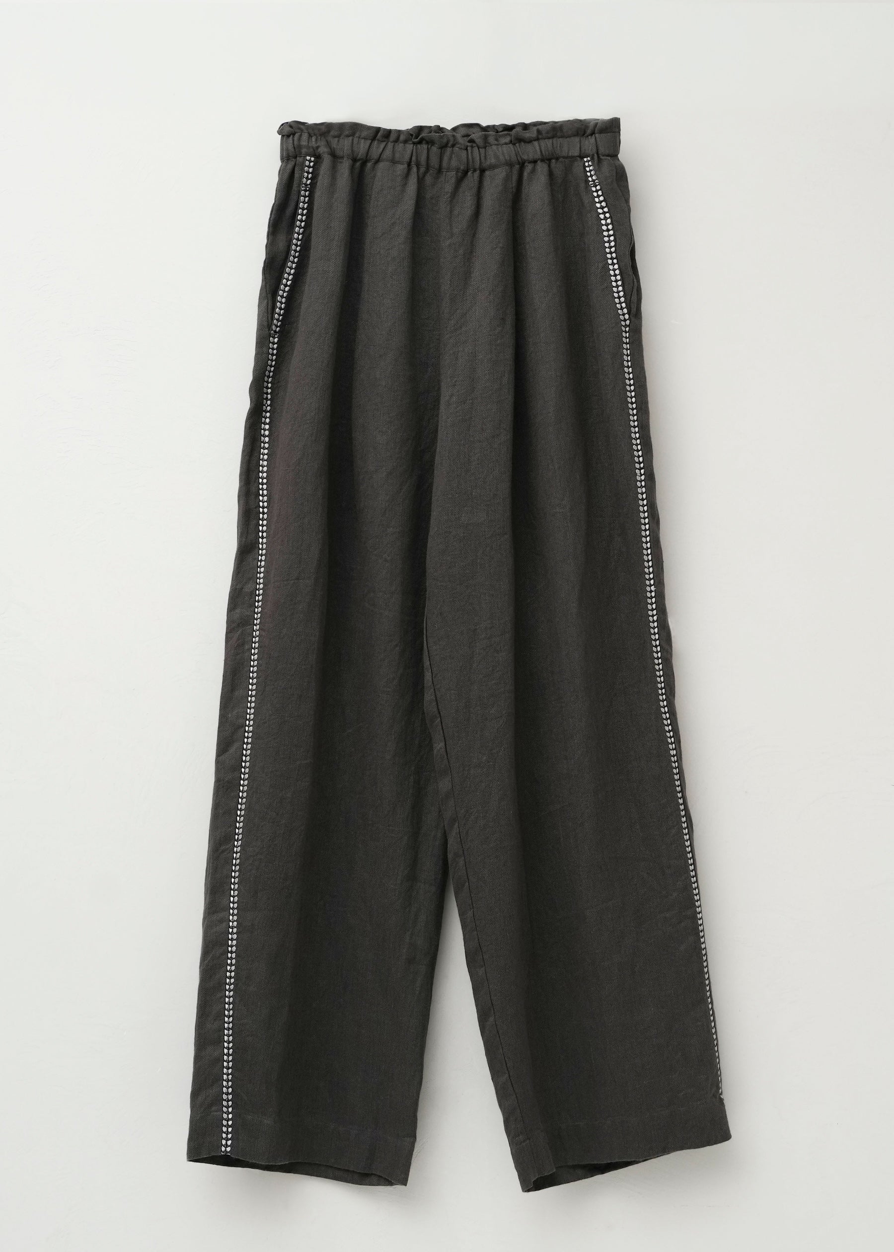 Linen Twill Side Embroidery Pants