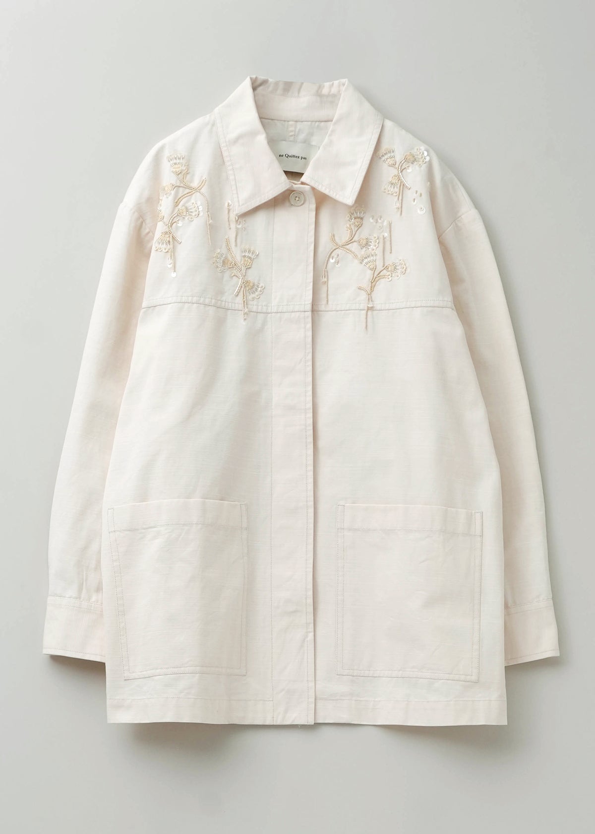Cotton Slub Lace Flower Embroidery Jacket | Pasand by ne Quittez 