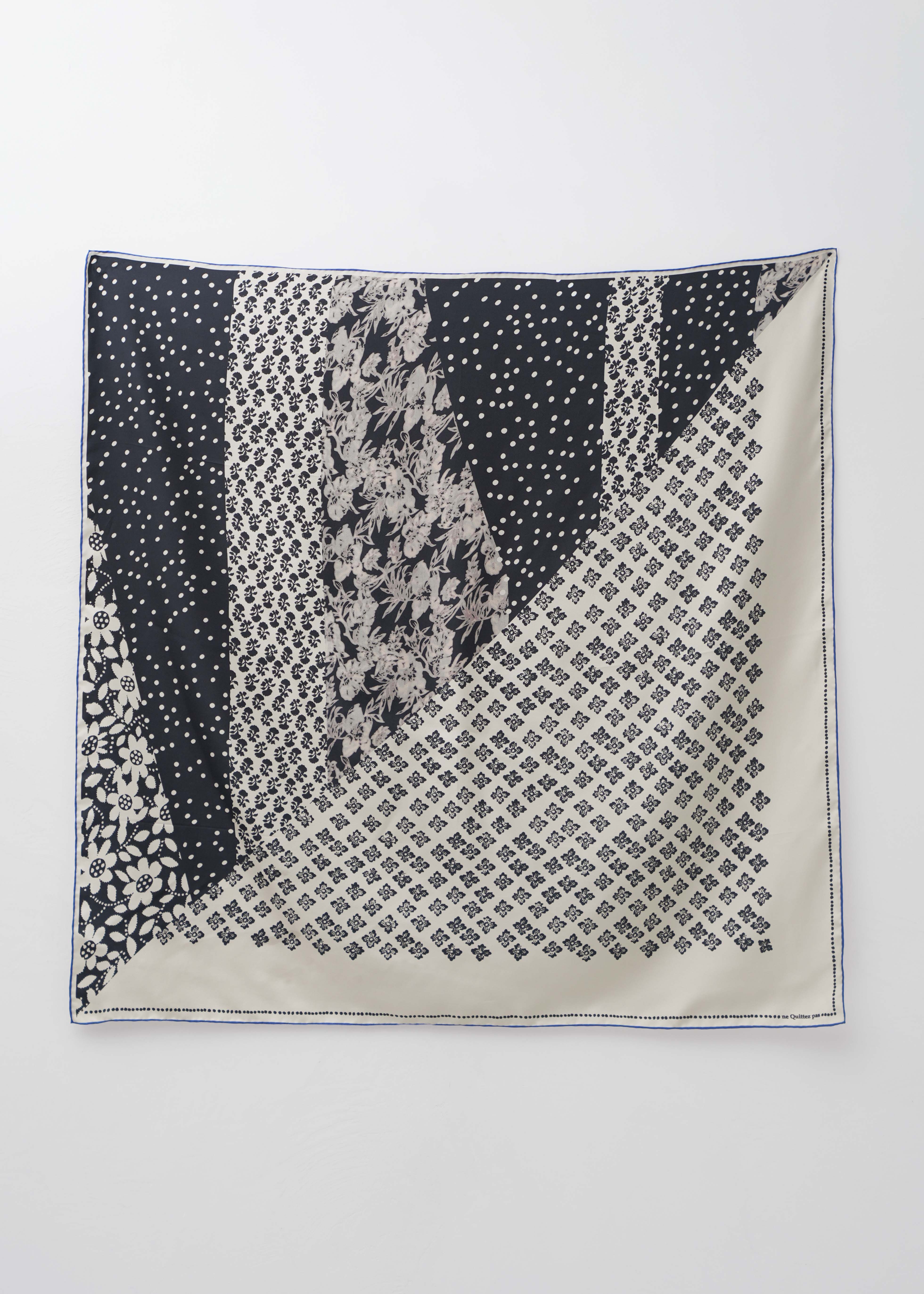 Silk Patchwork Flower Print Scarf