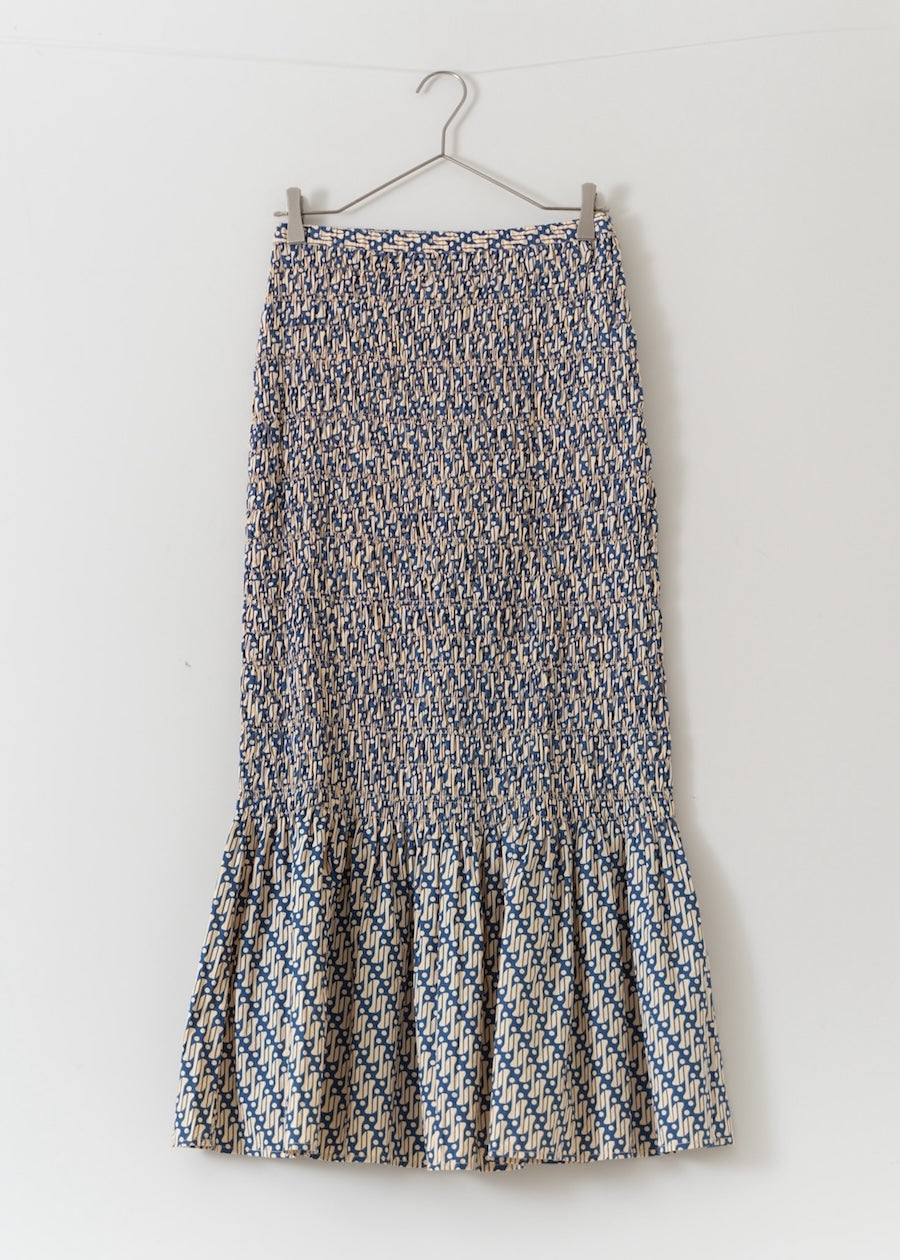 Geometric Pattern Shirring Tight Skirt