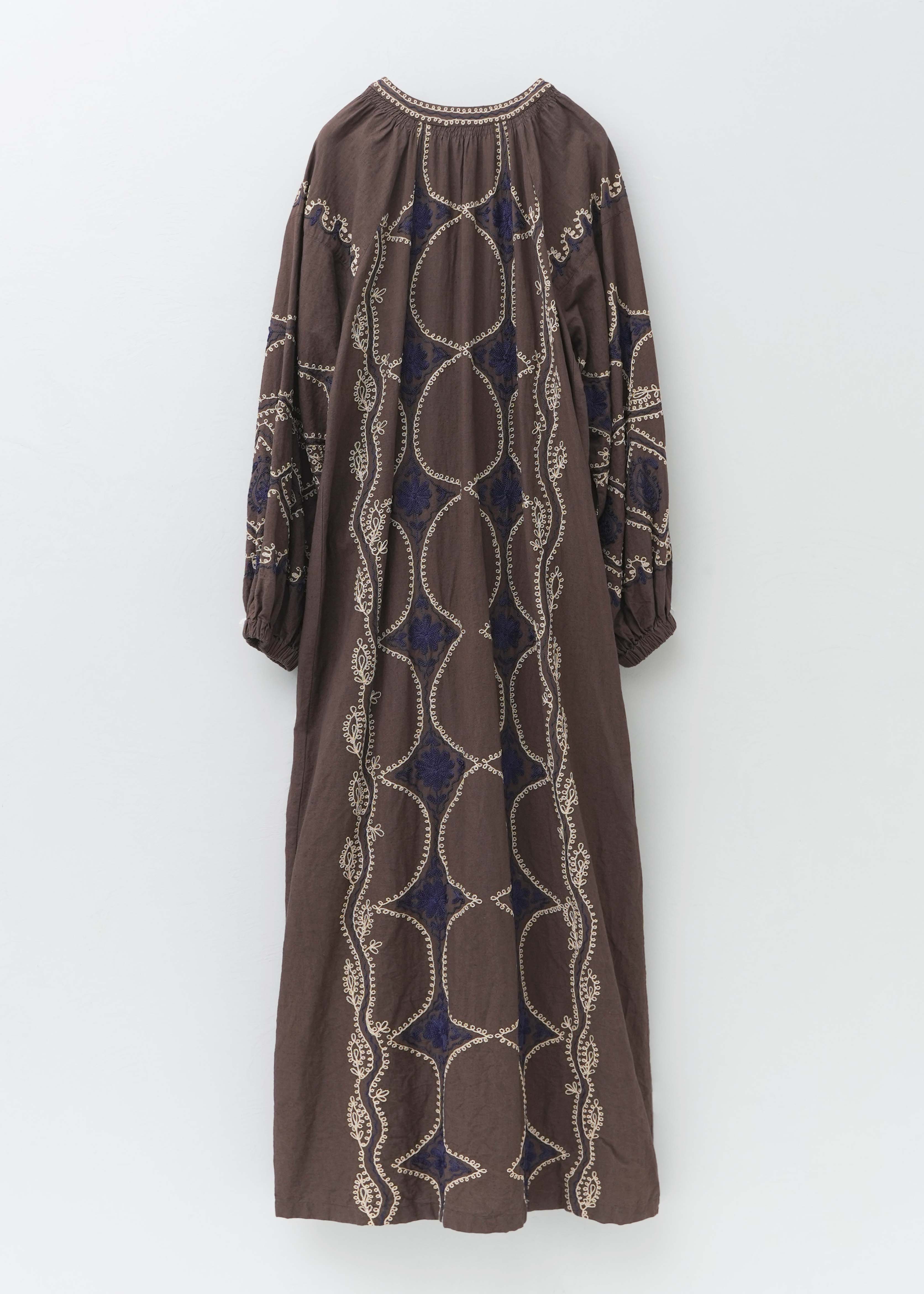 Cotton Linen Diamond Aari Embroidery Dress
