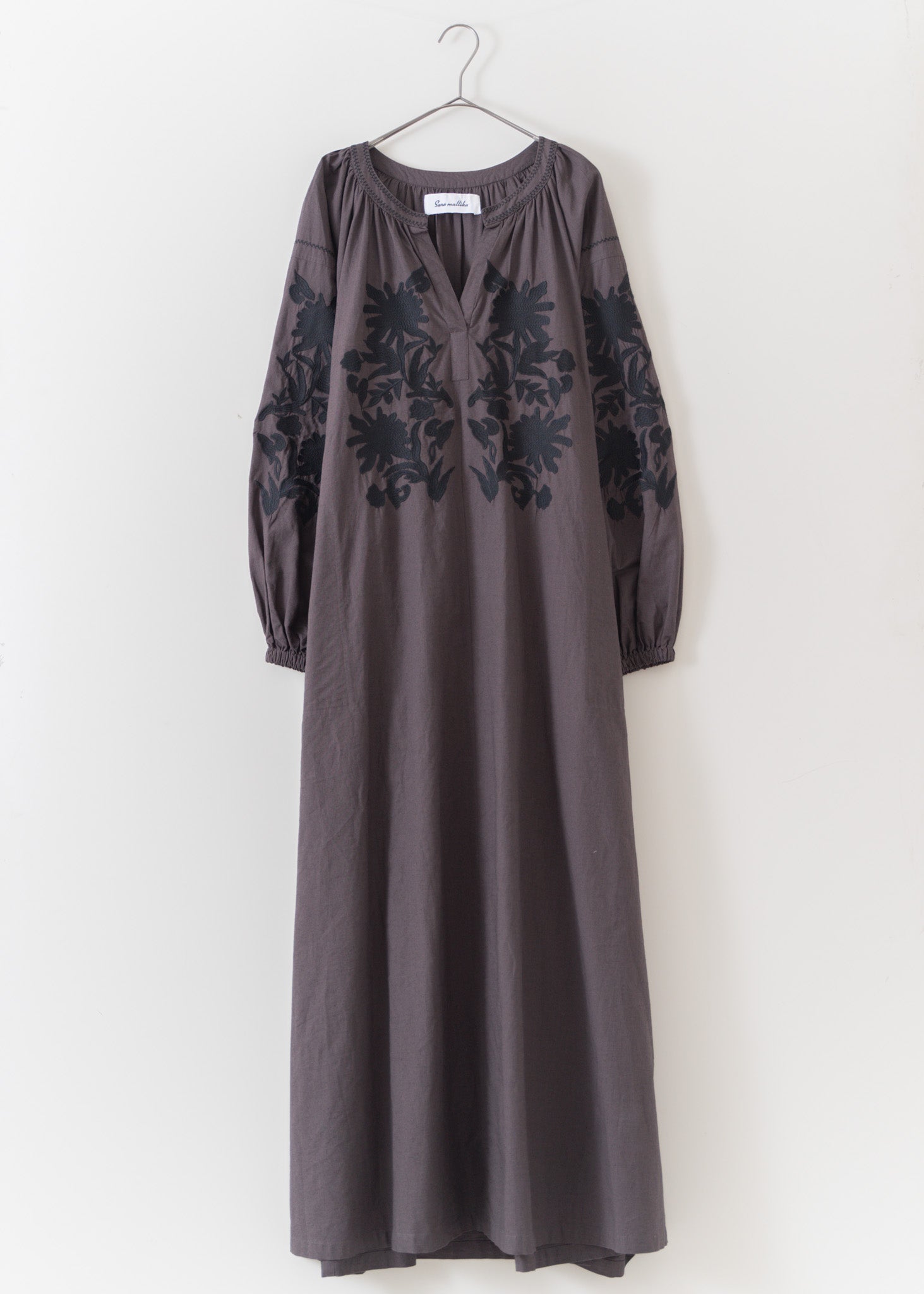 Cotton Linen Big Flower Embroidery Dress