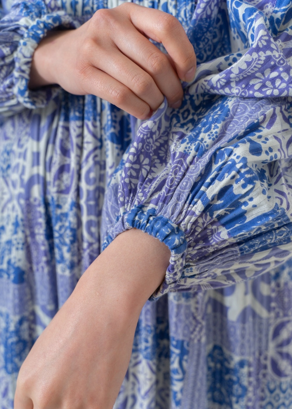 Tile Pattern Shirring Dress