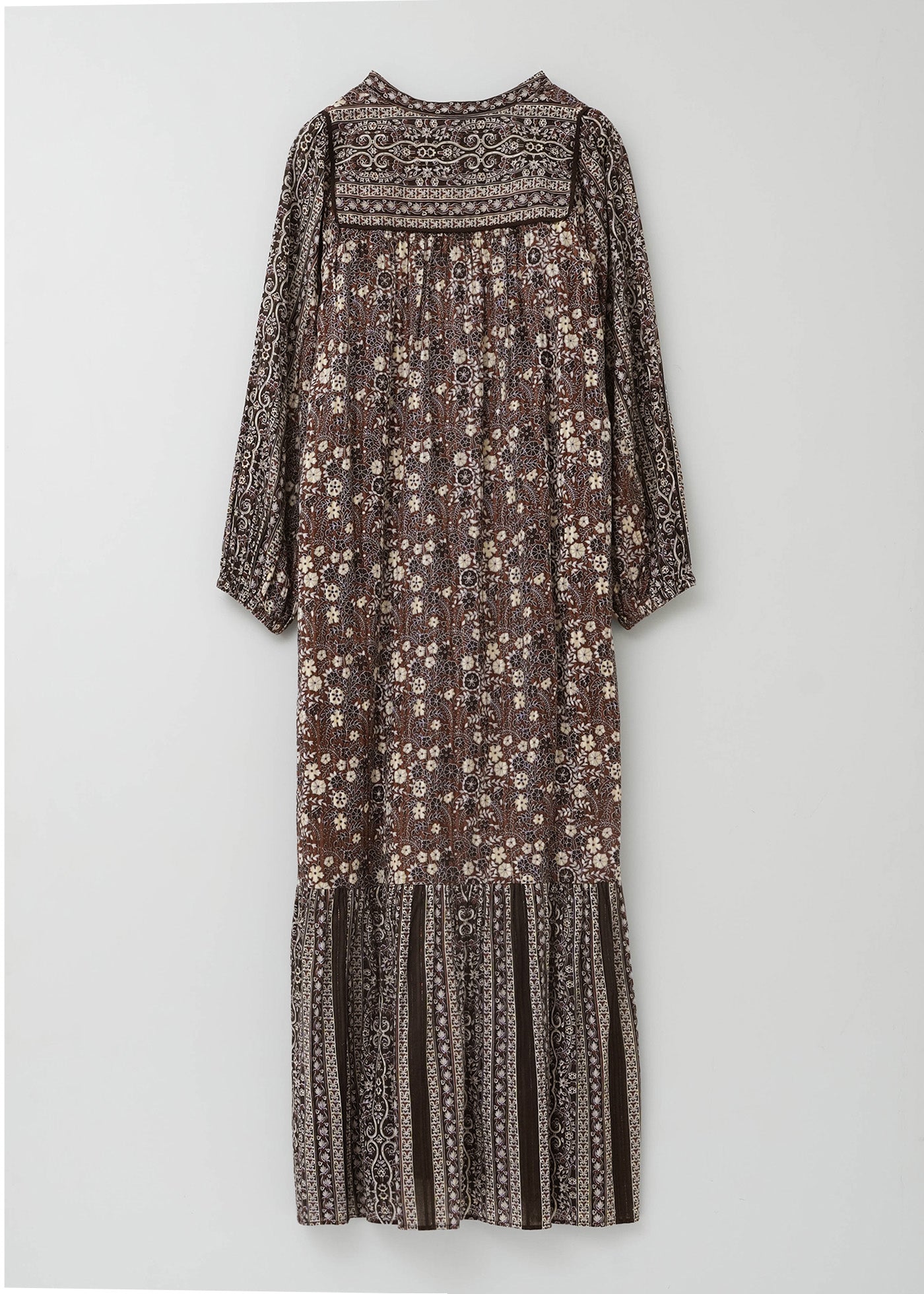 Cotton Jacquard Flower Print Yoke Dress