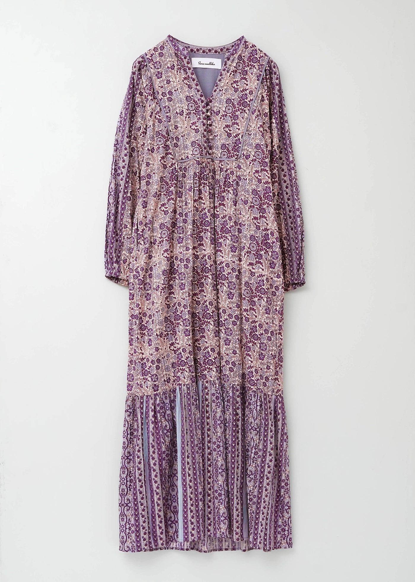 Cotton Jacquard Flower Print Yoke Dress