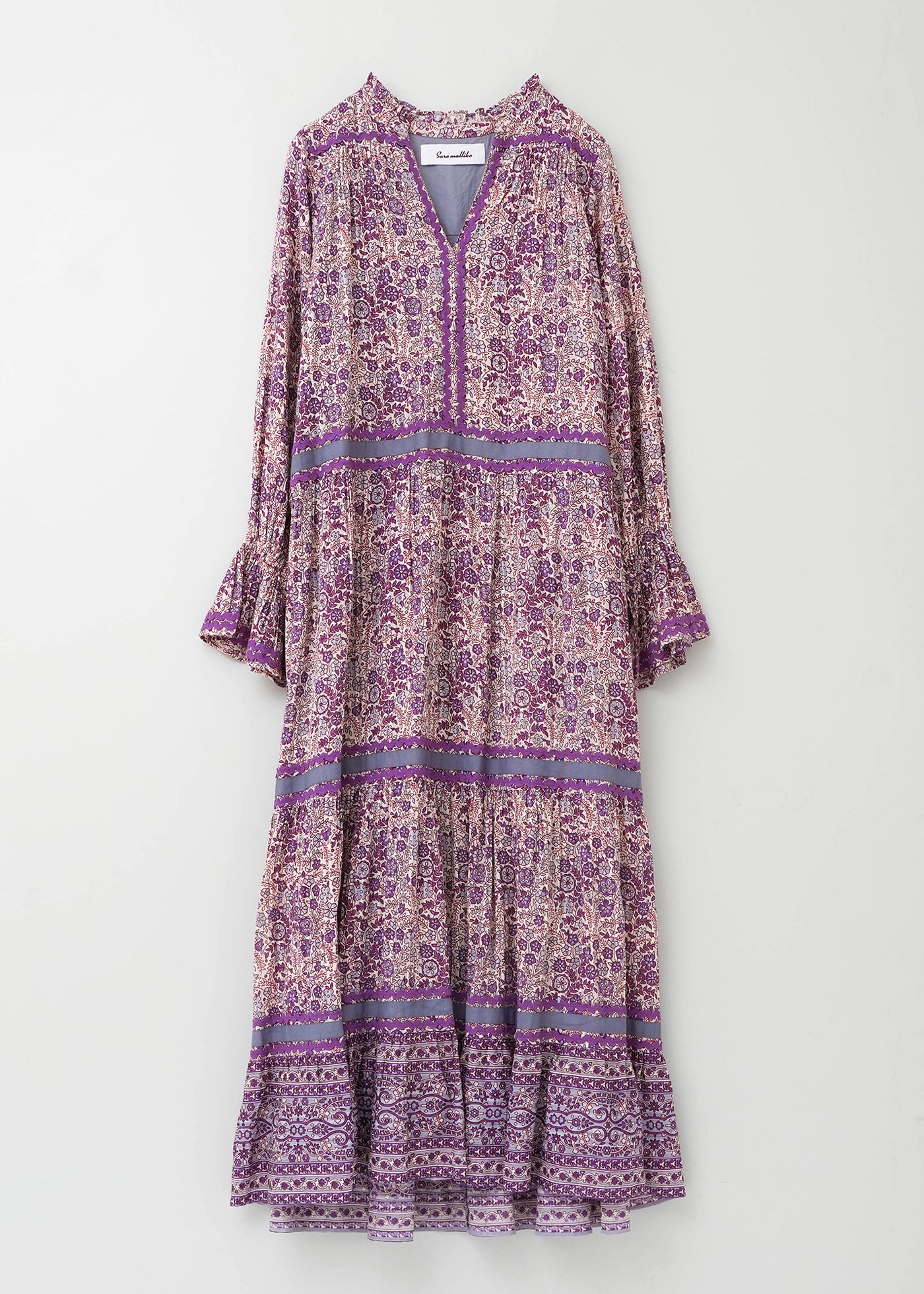 Cotton Jacquard Flower Print Frill Dress