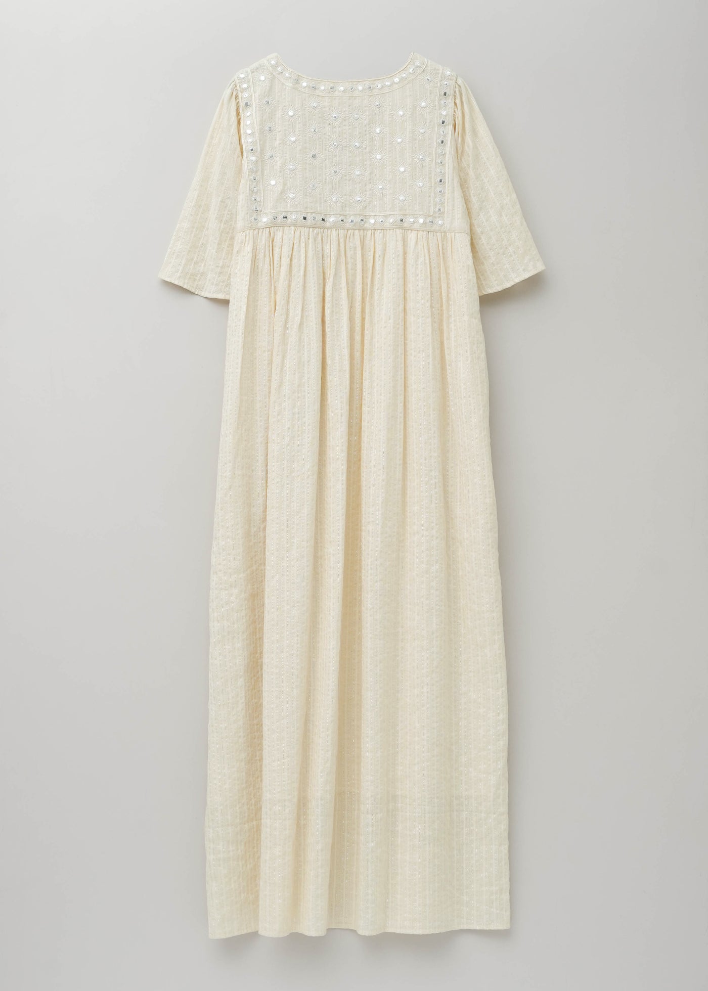 Cotton Jacquard Mirror Embroidery Dress