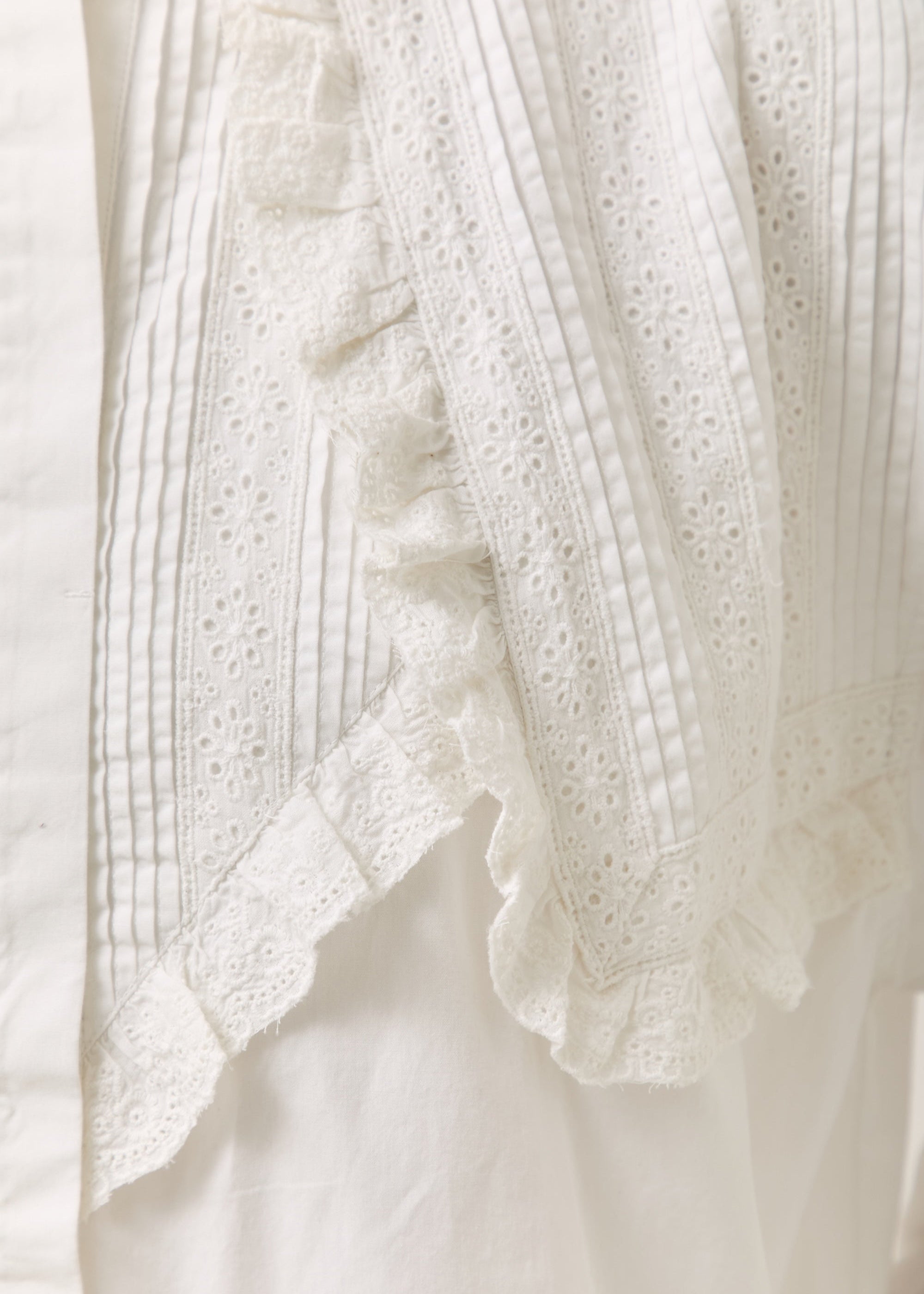 Cotton Pintuck Lace Blouse