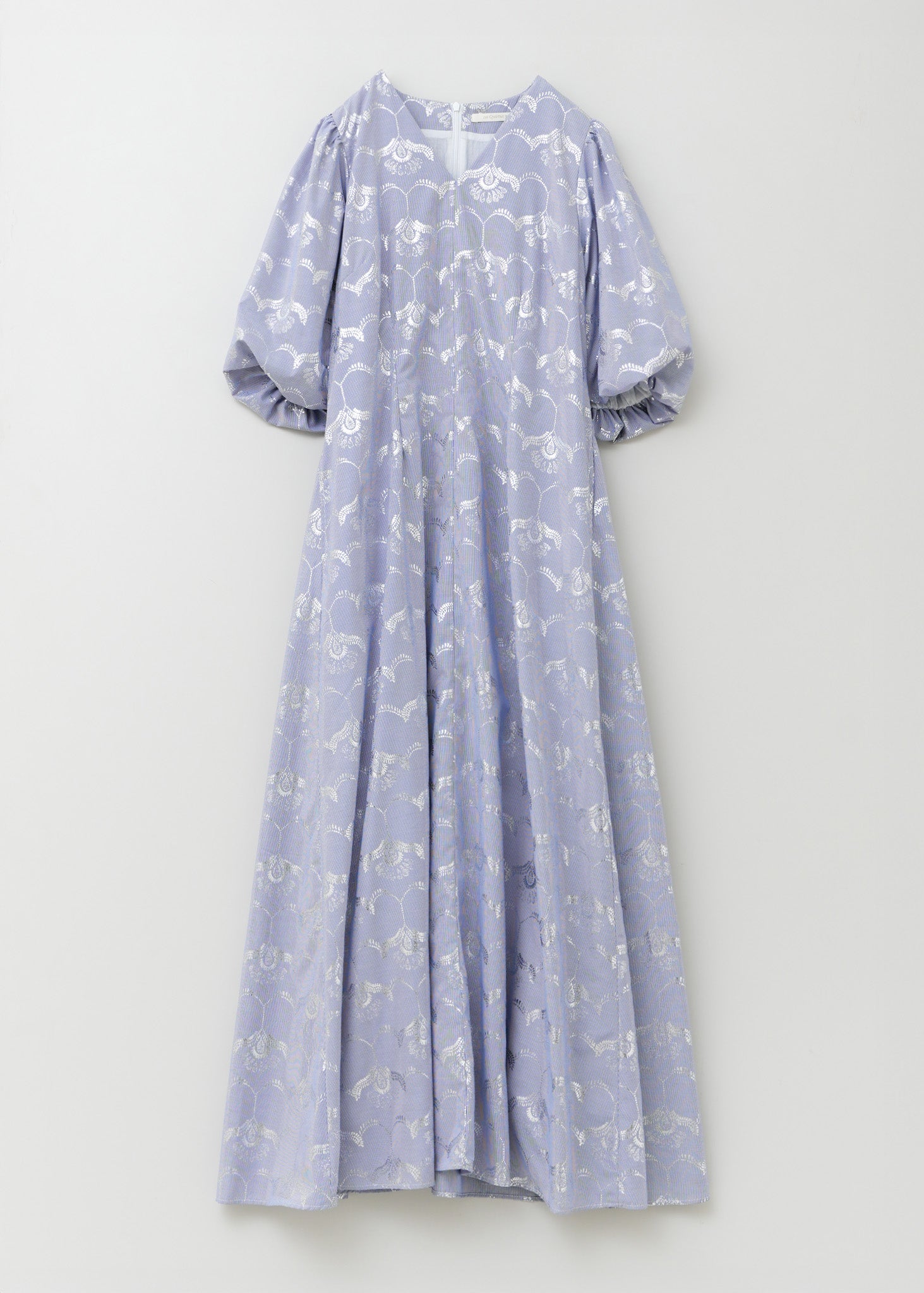 Cotton Stripe Wave Flower Foil Print Dress