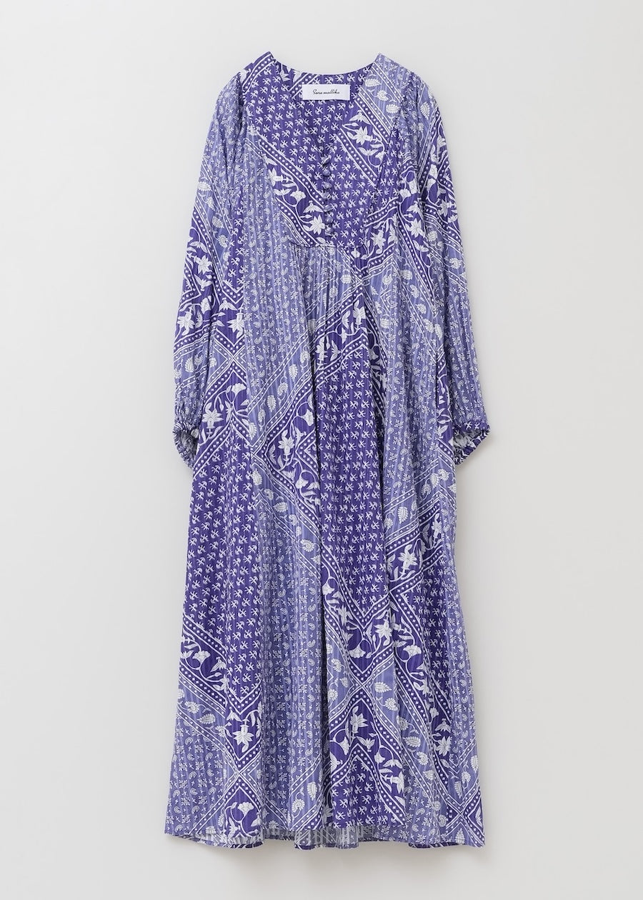 Cotton Lurex Scarf Print Dress