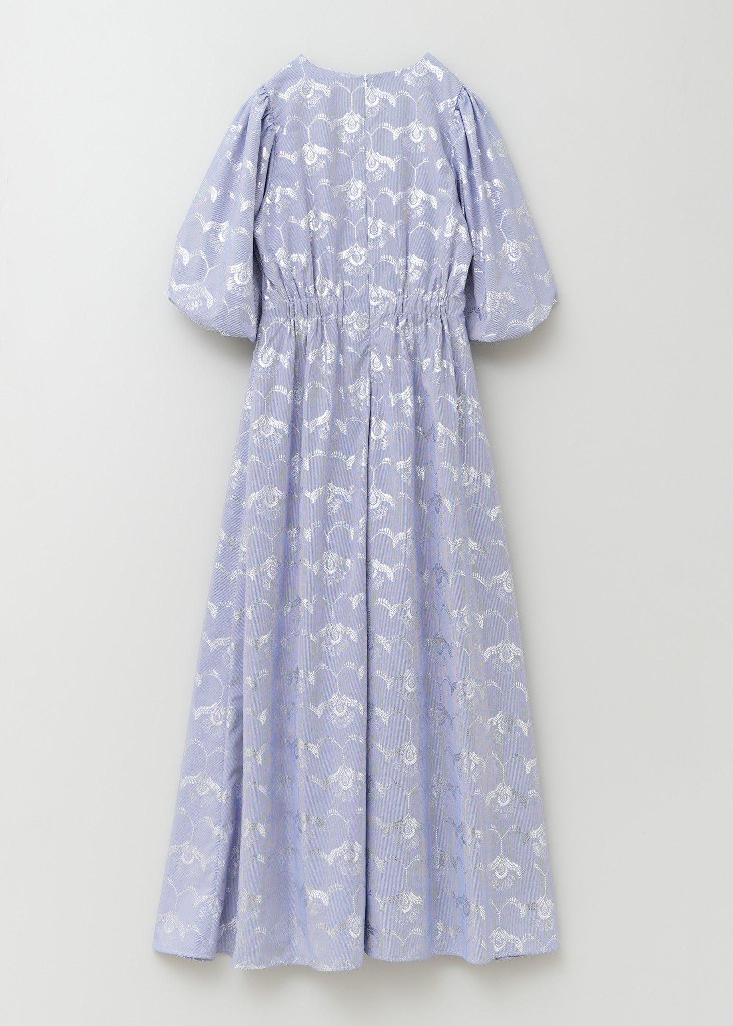 Cotton Stripe Wave Flower Foil Print Dress