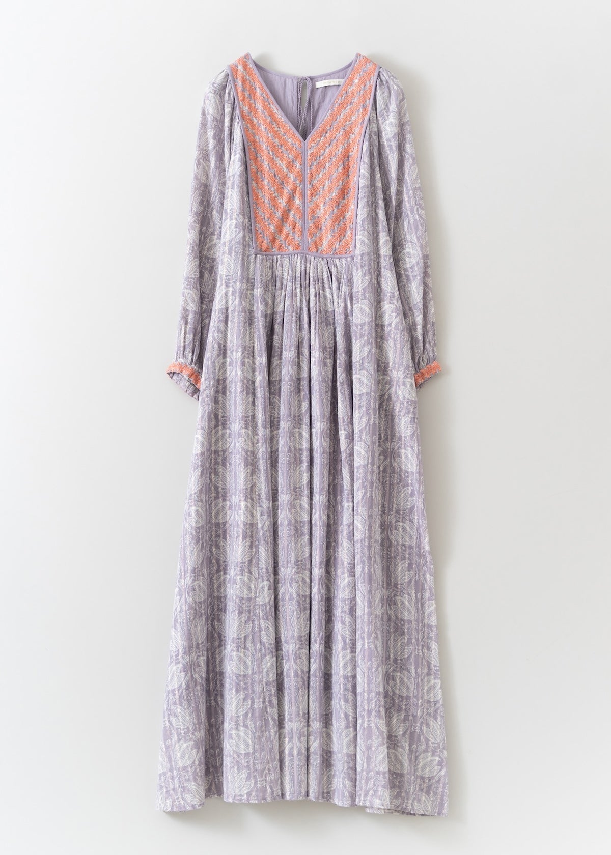 Cotton Lurex Tulip Print Yoke Embroidery Dress