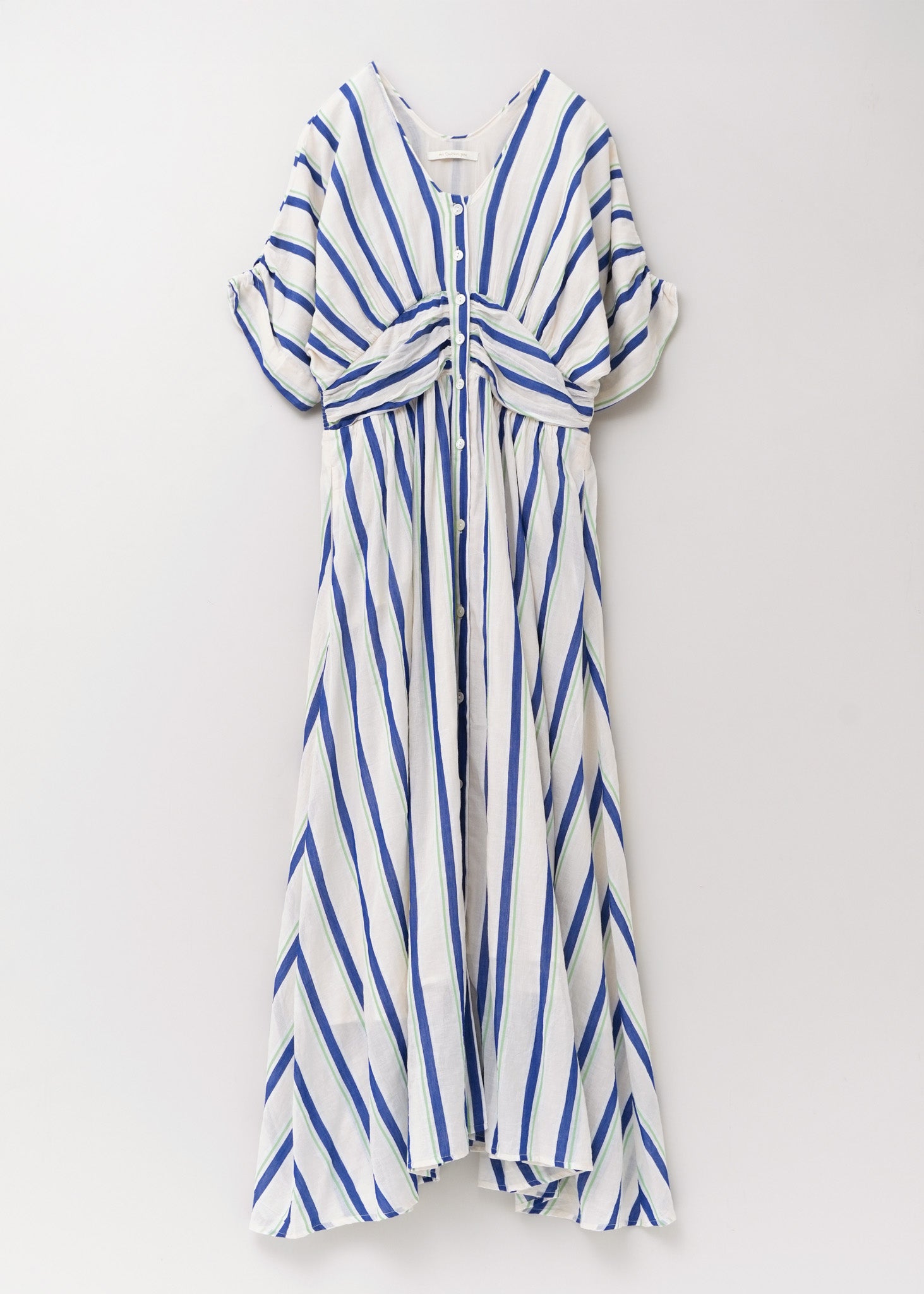 Cotton Voile Stripe Waist Gather Dress