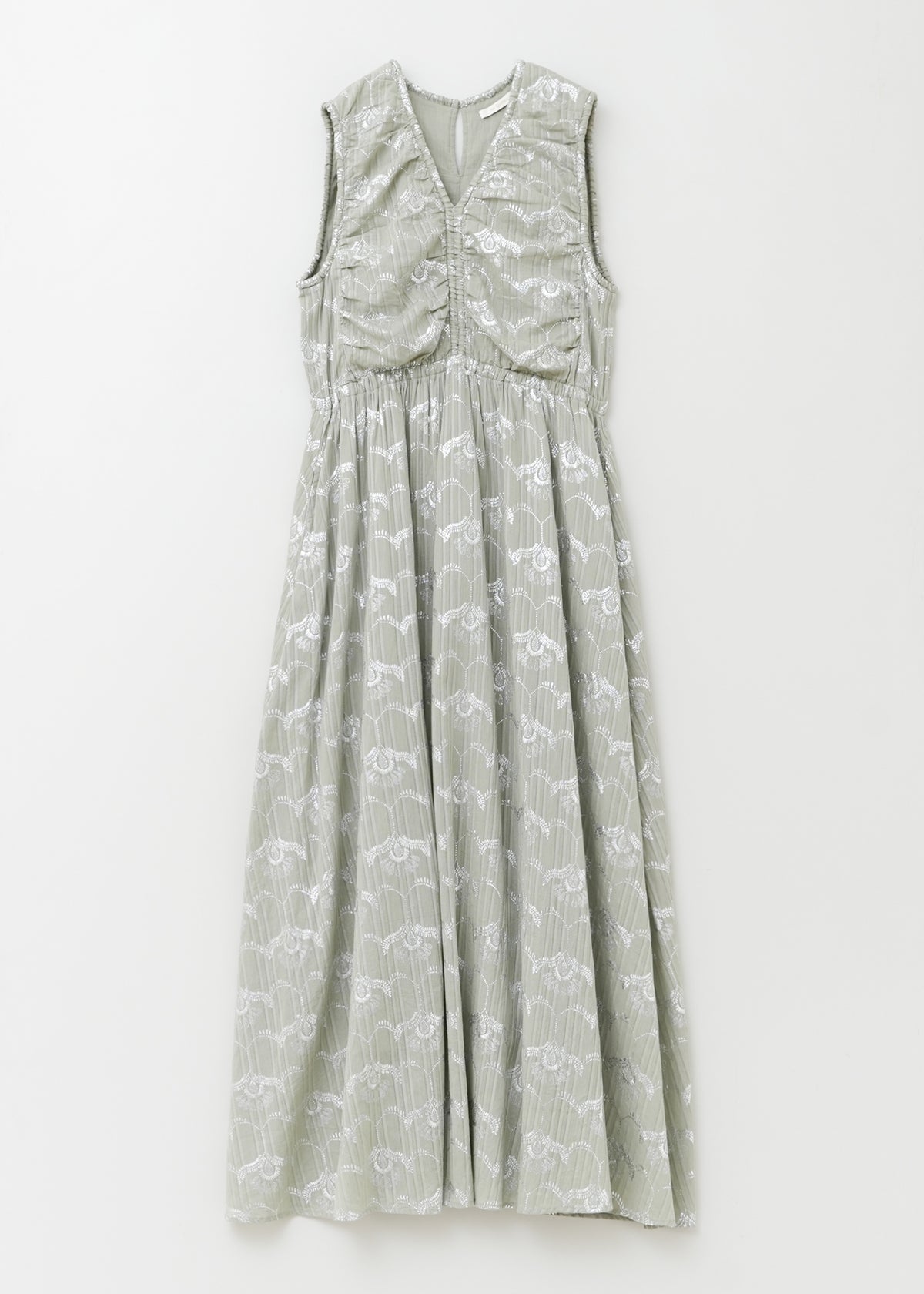 Cotton Dobby Wave Flower Foil Print Sleeveless Dress | Pasand by 