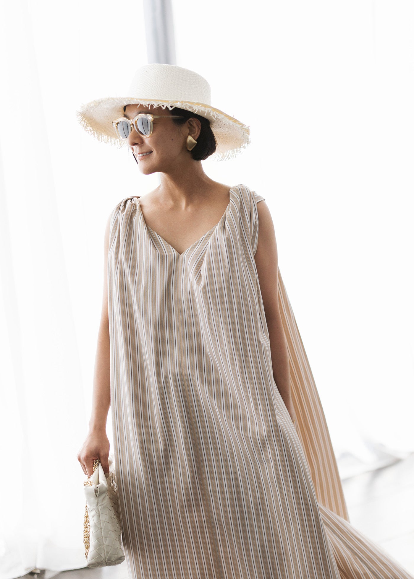 【6月上旬お届け予定】Poplin Stripe Sleeveless Dress