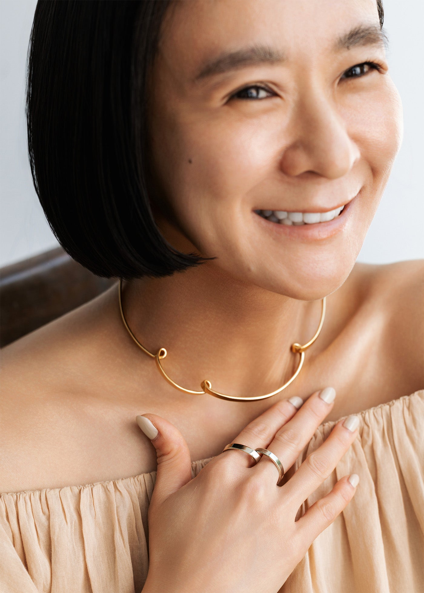 【5/21 10時発売】ドレスに合わせるエスプリジュエリー Gold Cloud Choker & Silver Double Finger Ring