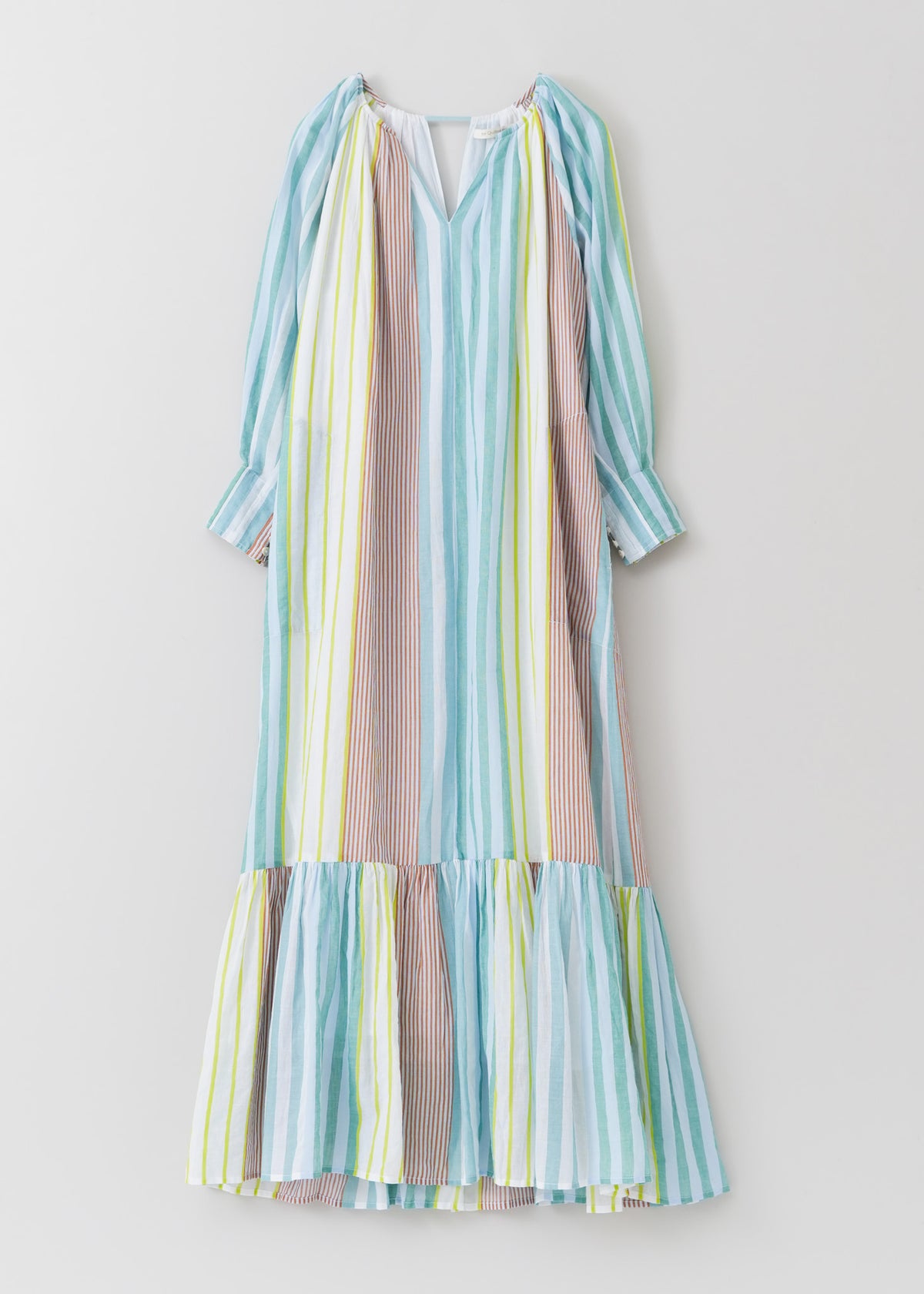 Cotton Voile Stripe Gather Neck Dress | Pasand by ne Quittez pas 