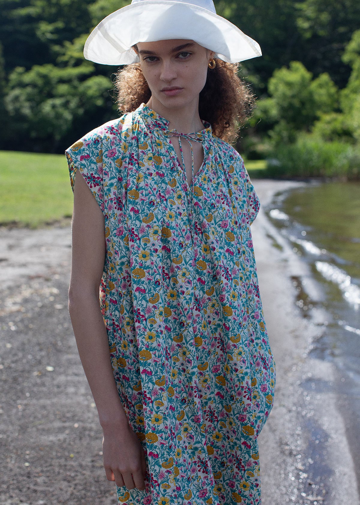 Liberty Print Shirring Sleeveless Dress