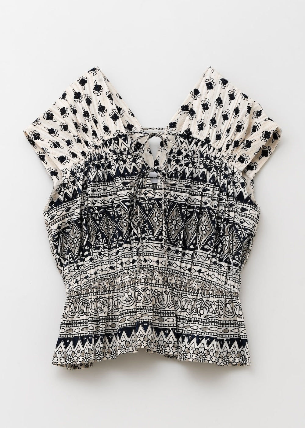 Cotton Lurex Border Print Top