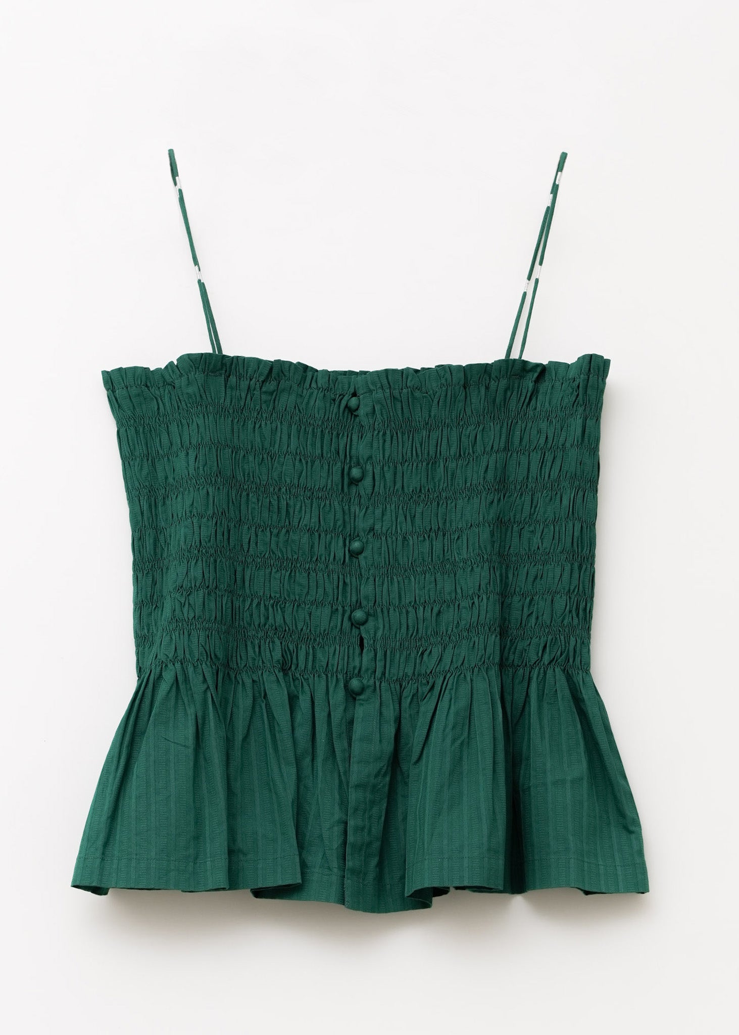 Cotton Stripe Jaquard Shirring Top