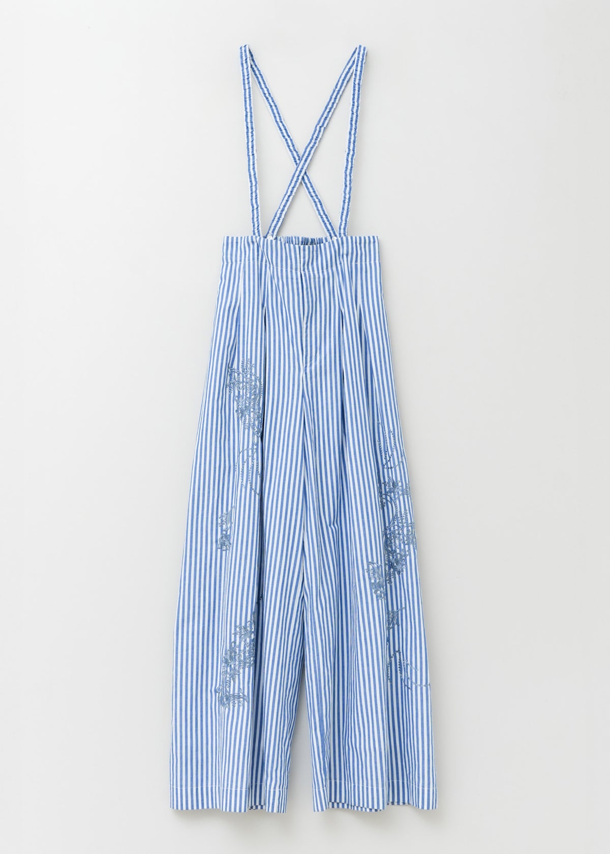 Cotton Stripe Ivy Flower Embroidery Pants | Pasand by ne Quittez 