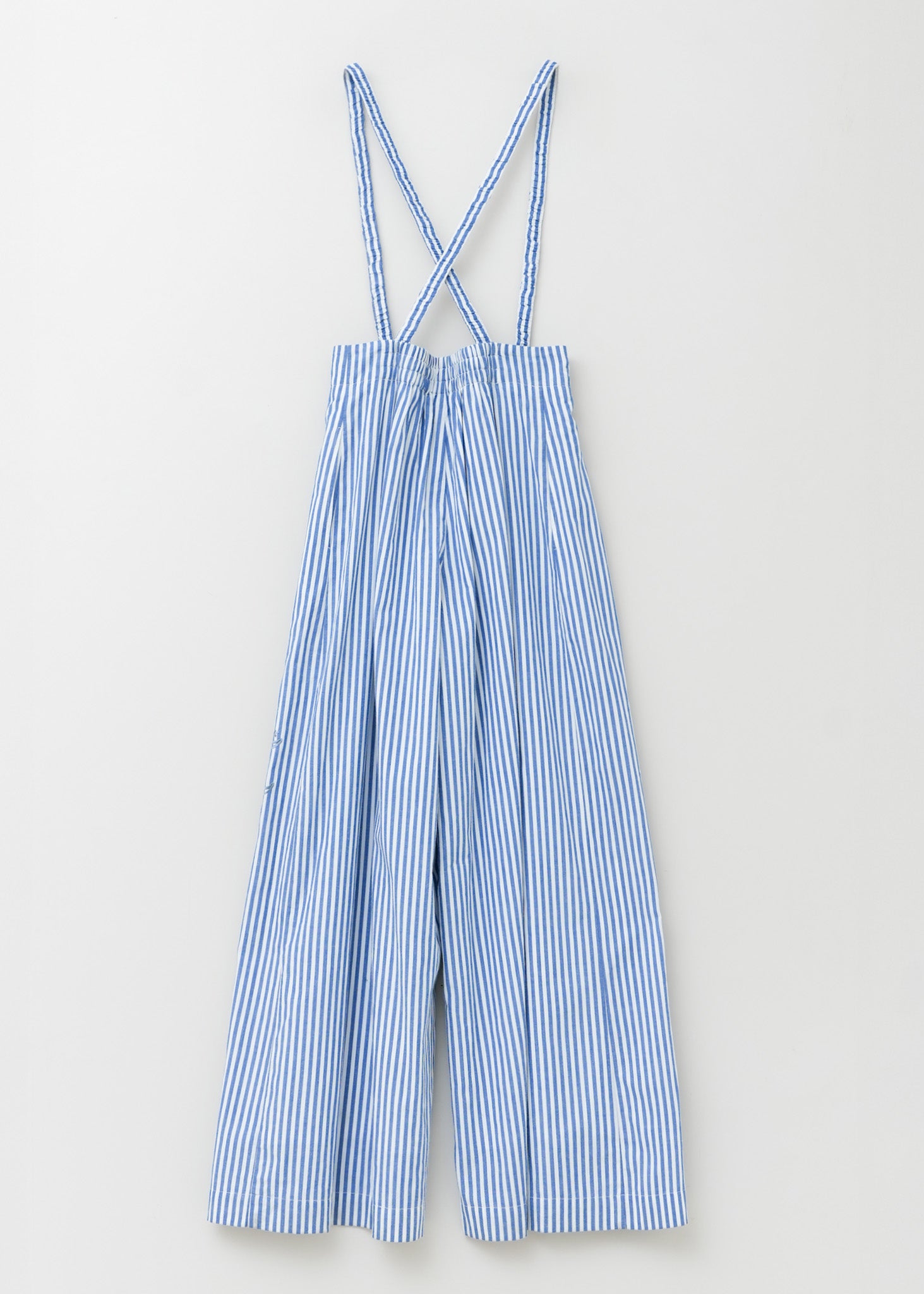 Cotton Stripe Ivy Flower Embroidery Pants