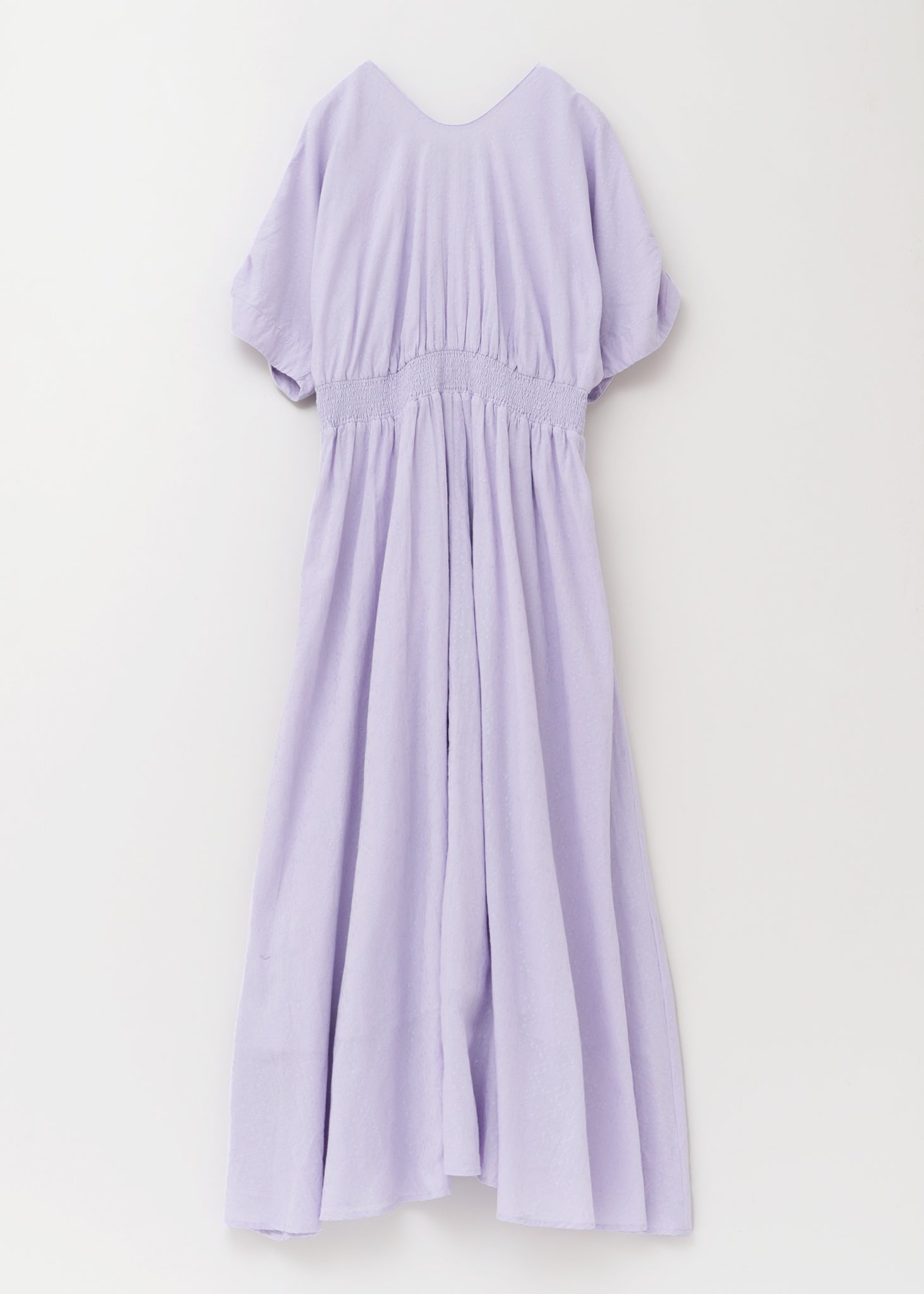 Cotton Jacquard Waist Gather Dress