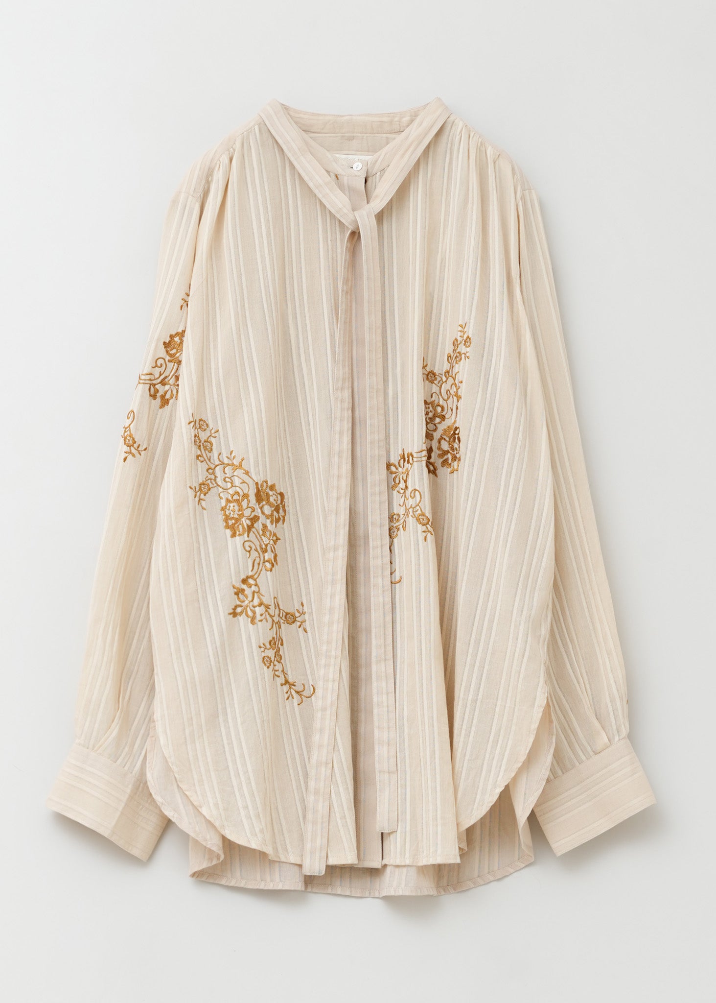 Cotton Dobby Ivy Flower Embroidery Shirts