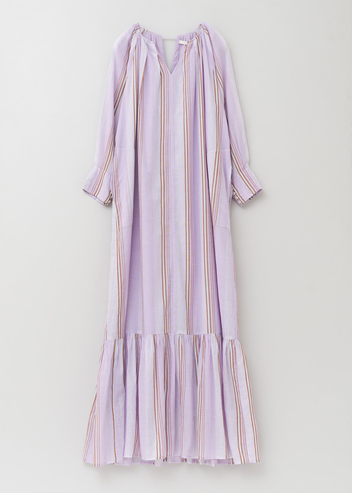 Cotton Voile Stripe Gather Neck Dress | Pasand by ne Quittez pas 