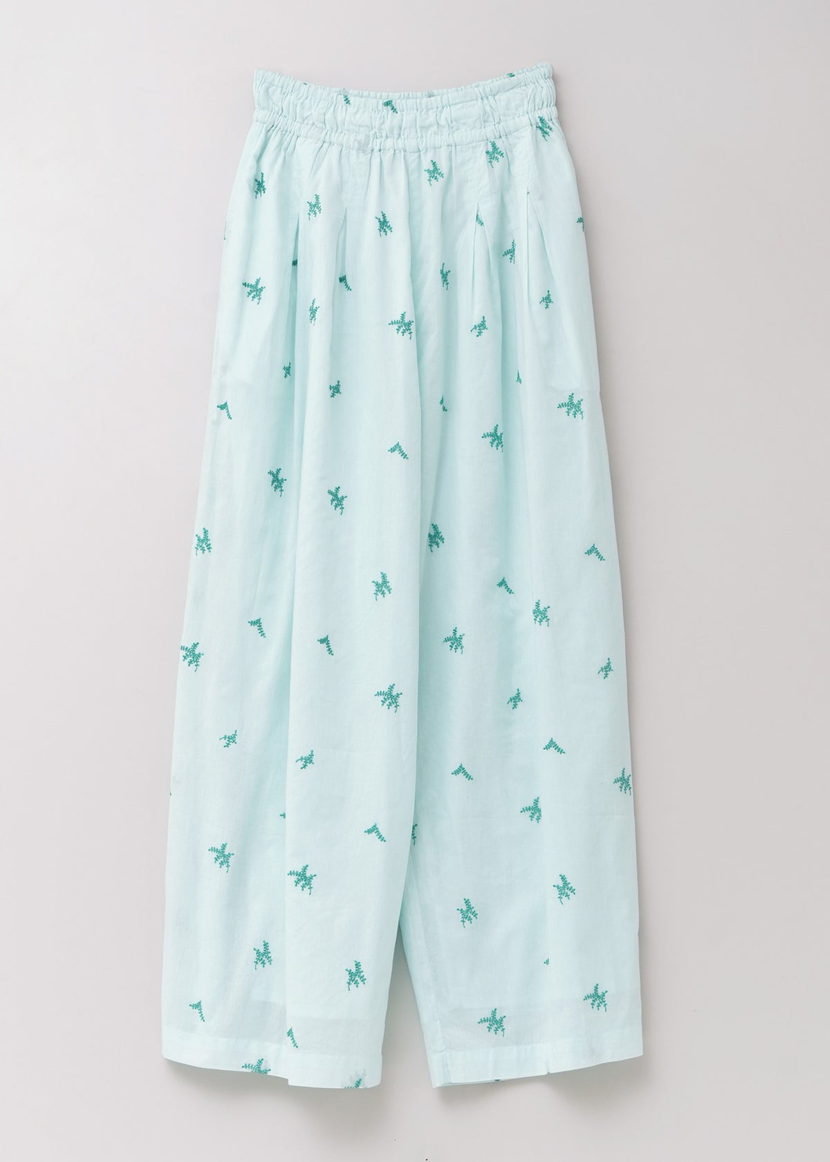 Cotton Voile Dot Leaf Embroidery Gather Pants | Pasand by ne 