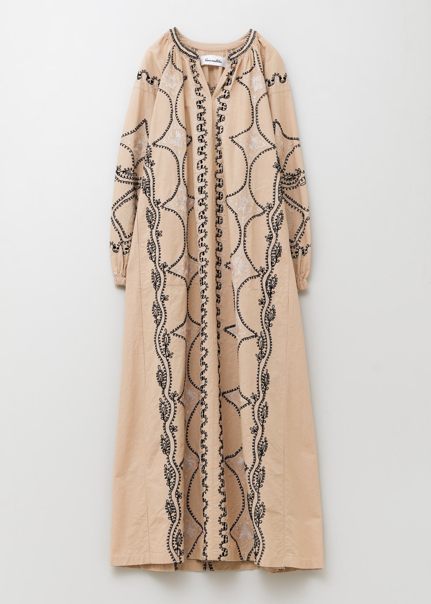 Cotton Linen Diamond Aari Embroidery Dress