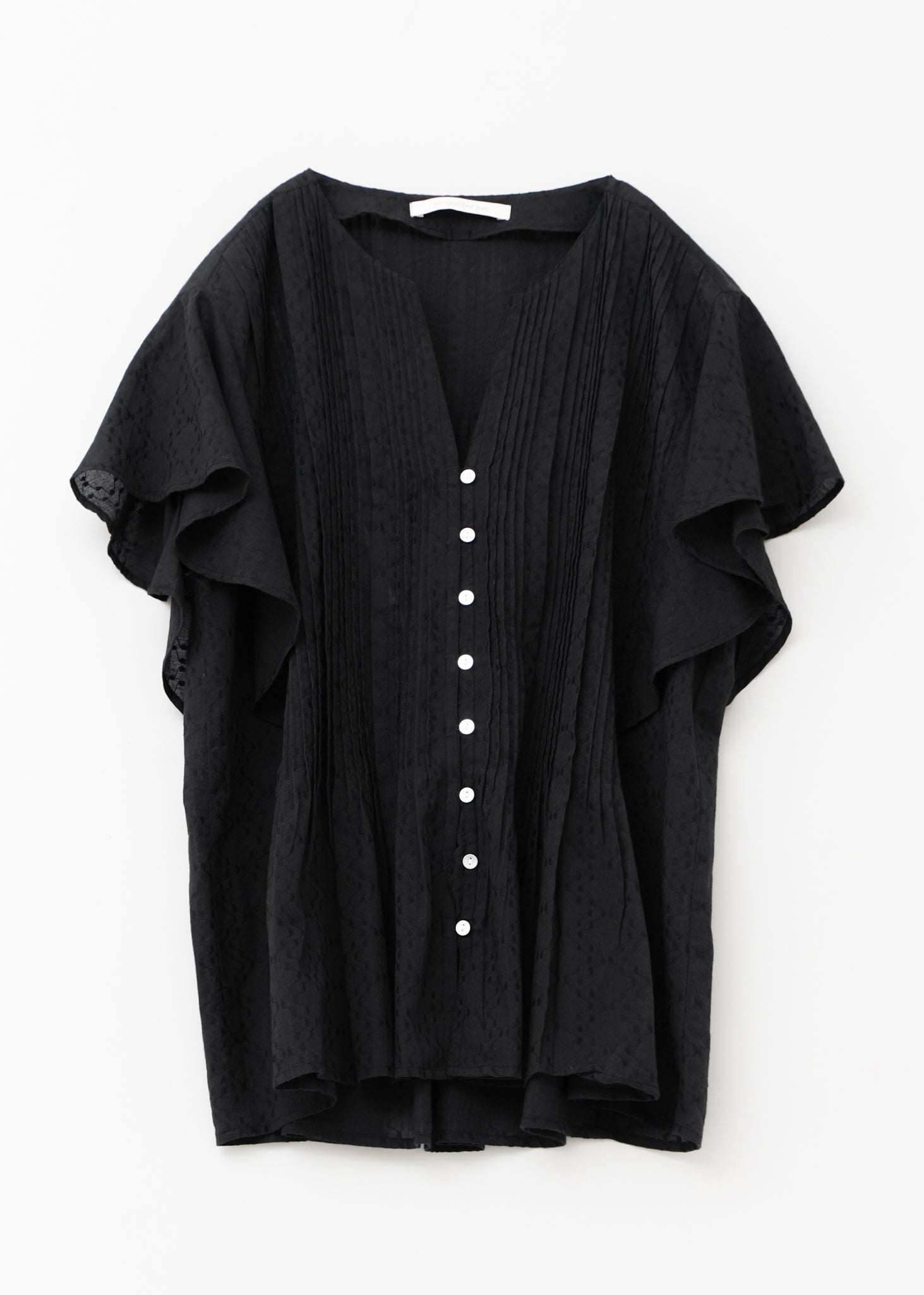 Cotton Jacquard Pin Tuck Blouse