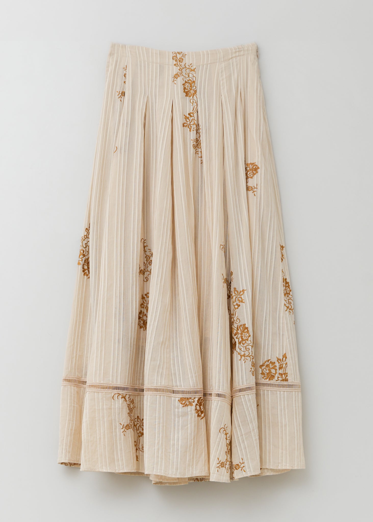 Cotton Dobby Ivy Flower Embroidery Skirt