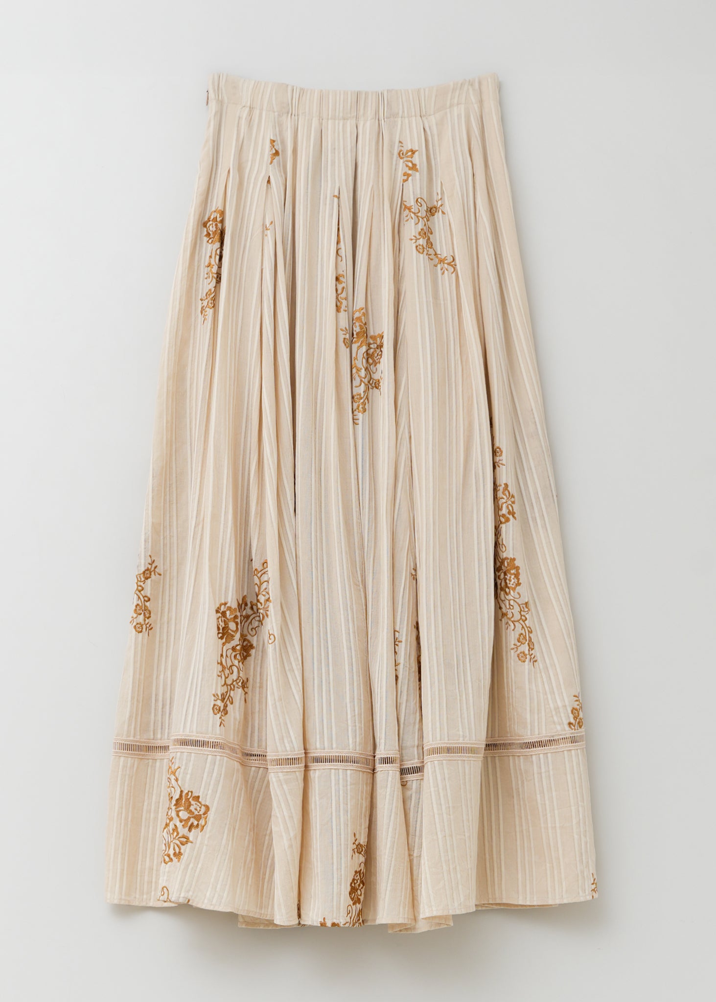 Cotton Dobby Ivy Flower Embroidery Skirt