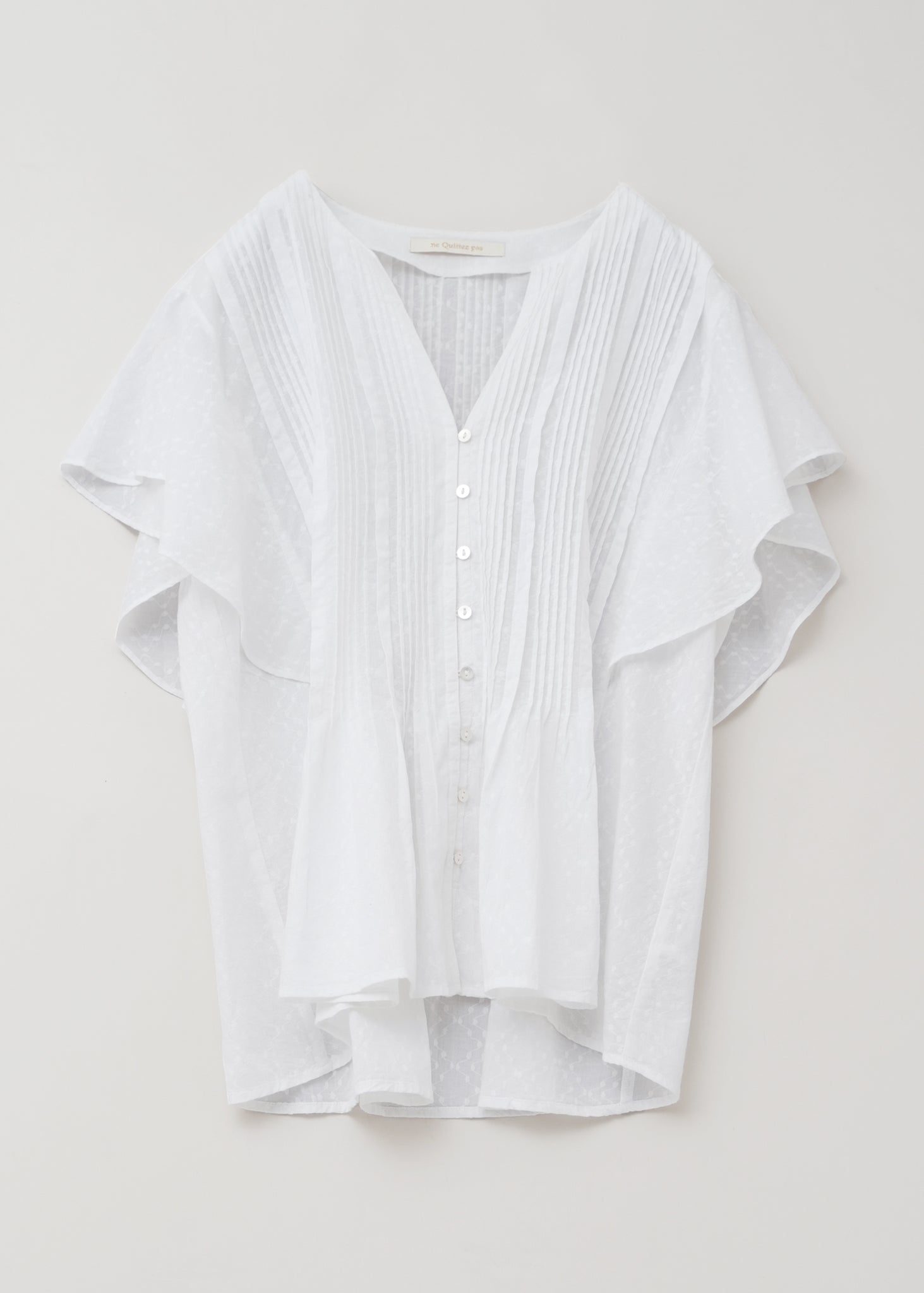 Cotton Jacquard Pin Tuck Blouse