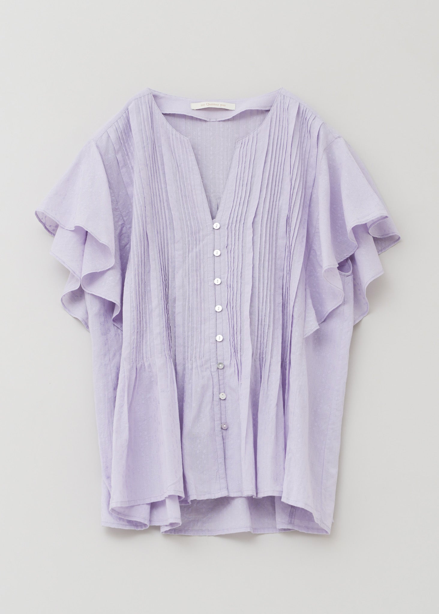 Cotton Jacquard Pin Tuck Blouse