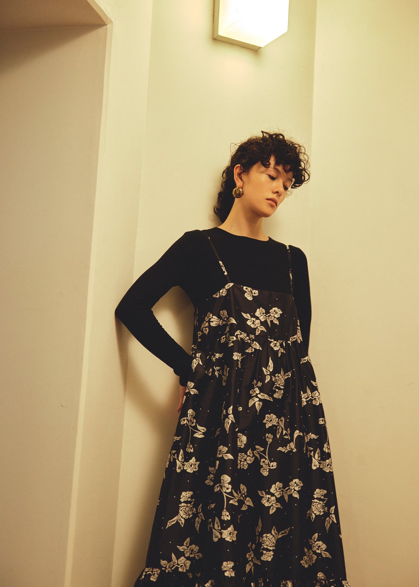 Poly Dupion Flower Print Cami Dress