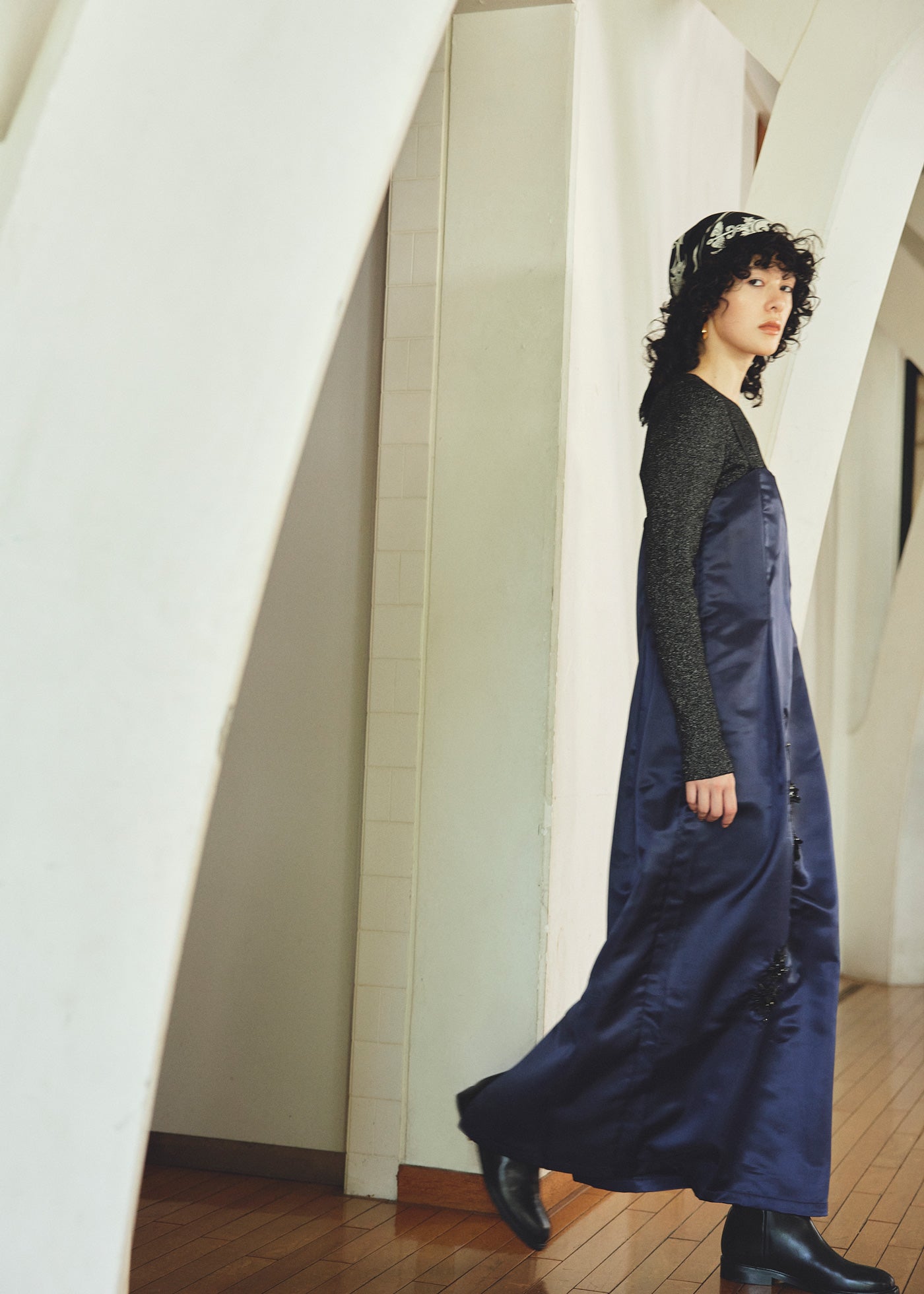 Poly Twill Sequins Embroidery Cami Dress