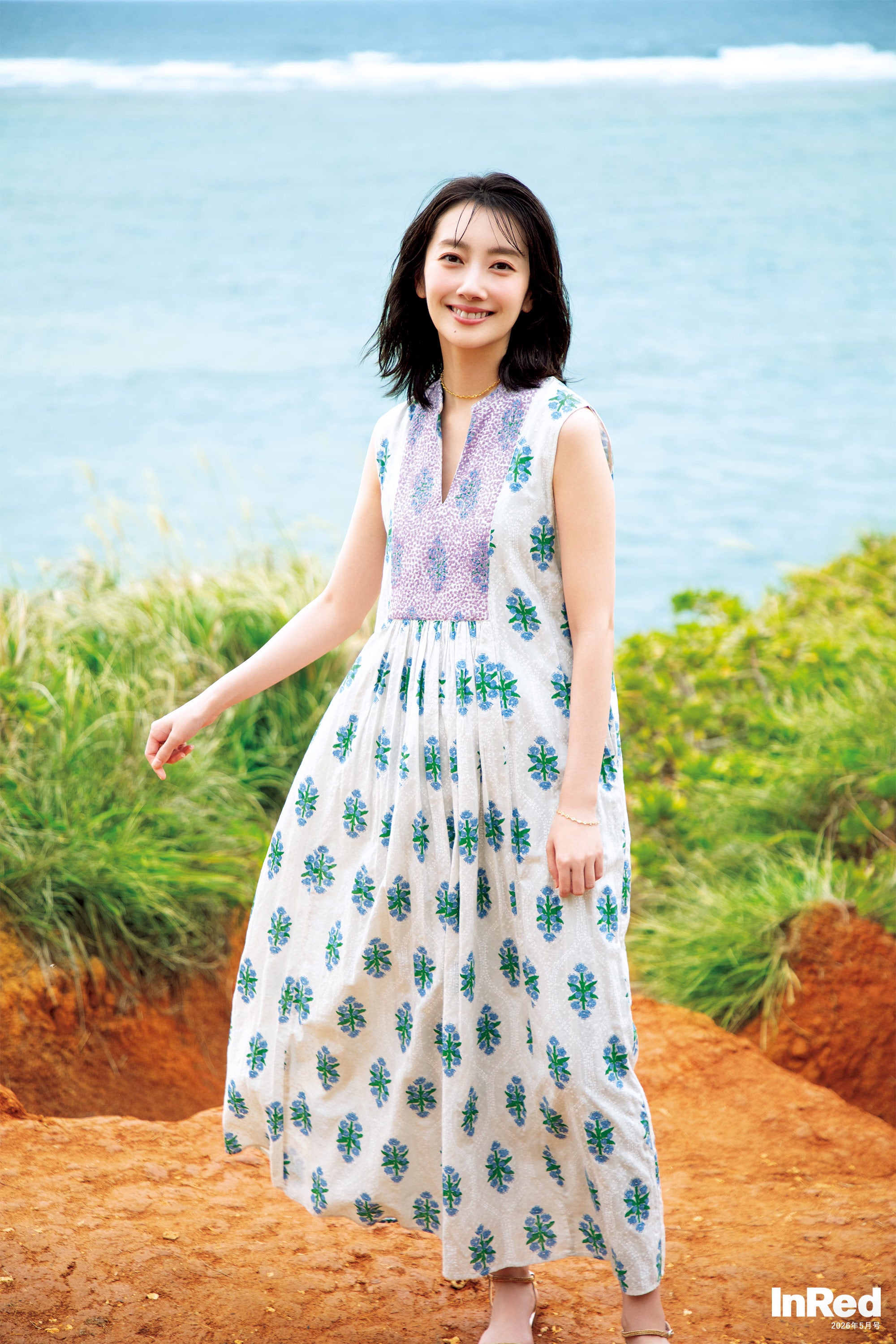 Cotton Jacquard Iberis Print Embroidery Sleeveless Dress