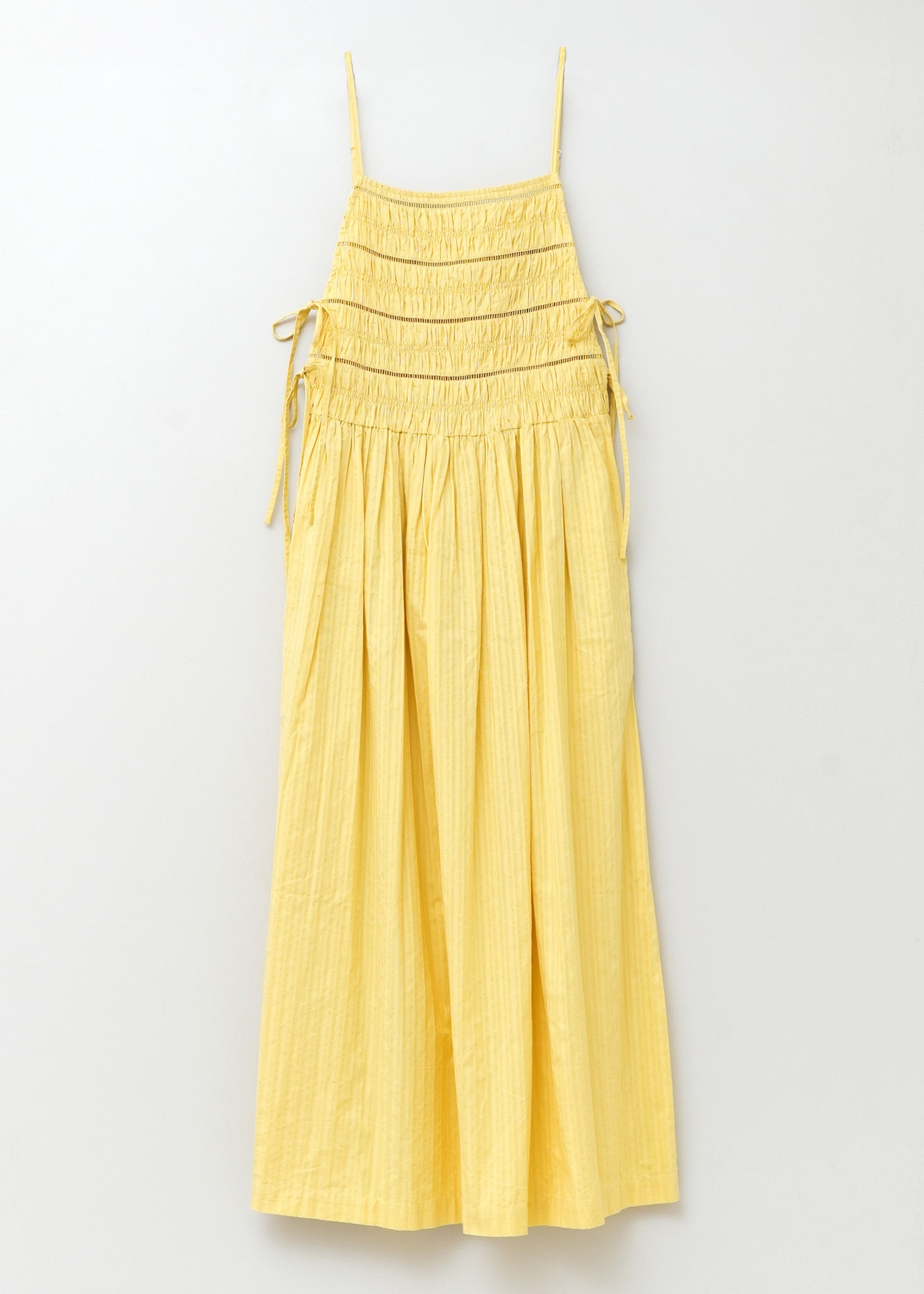 Cotton Stripe Jaquard Shirring Dress