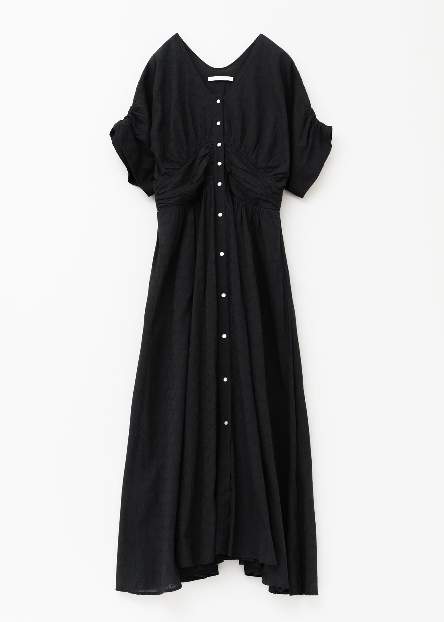 Cotton Jacquard Waist Gather Dress