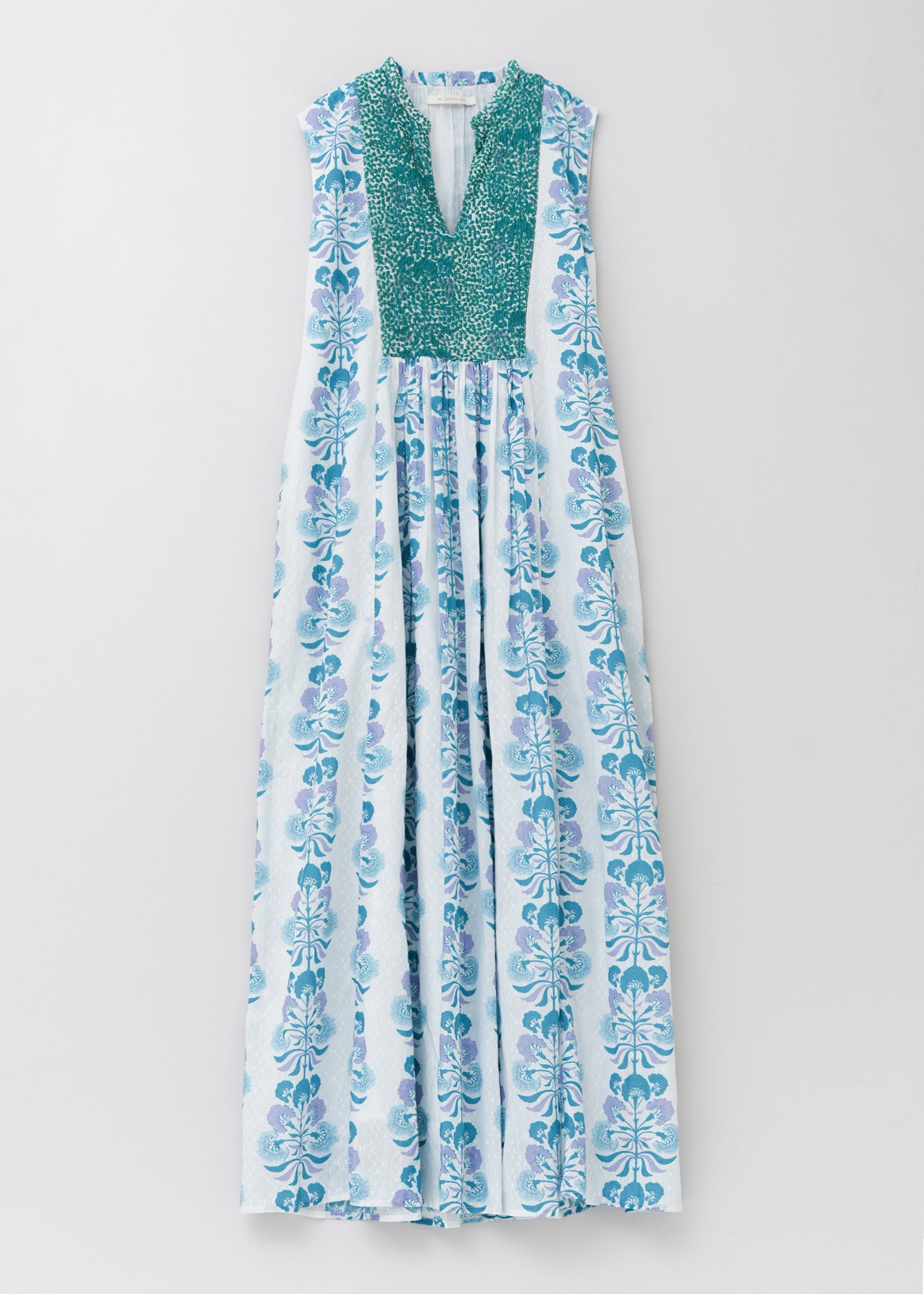 Cotton Jacquard Annabelle Print Embroidery Sleeveless Dress