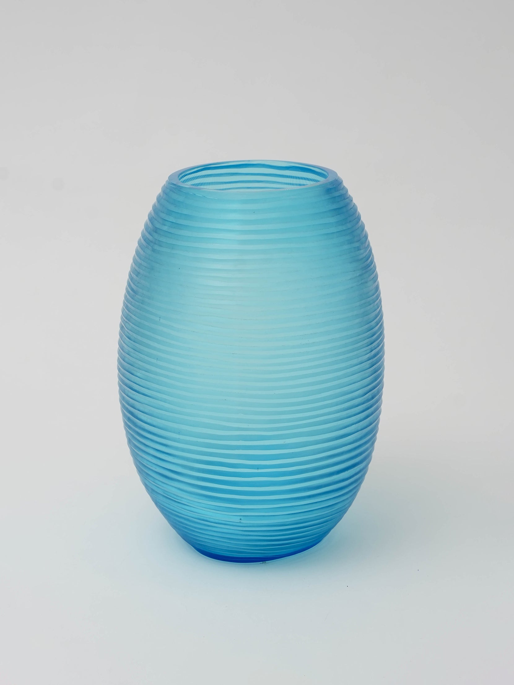 Hand Made Glass Flower Vase Turquoise