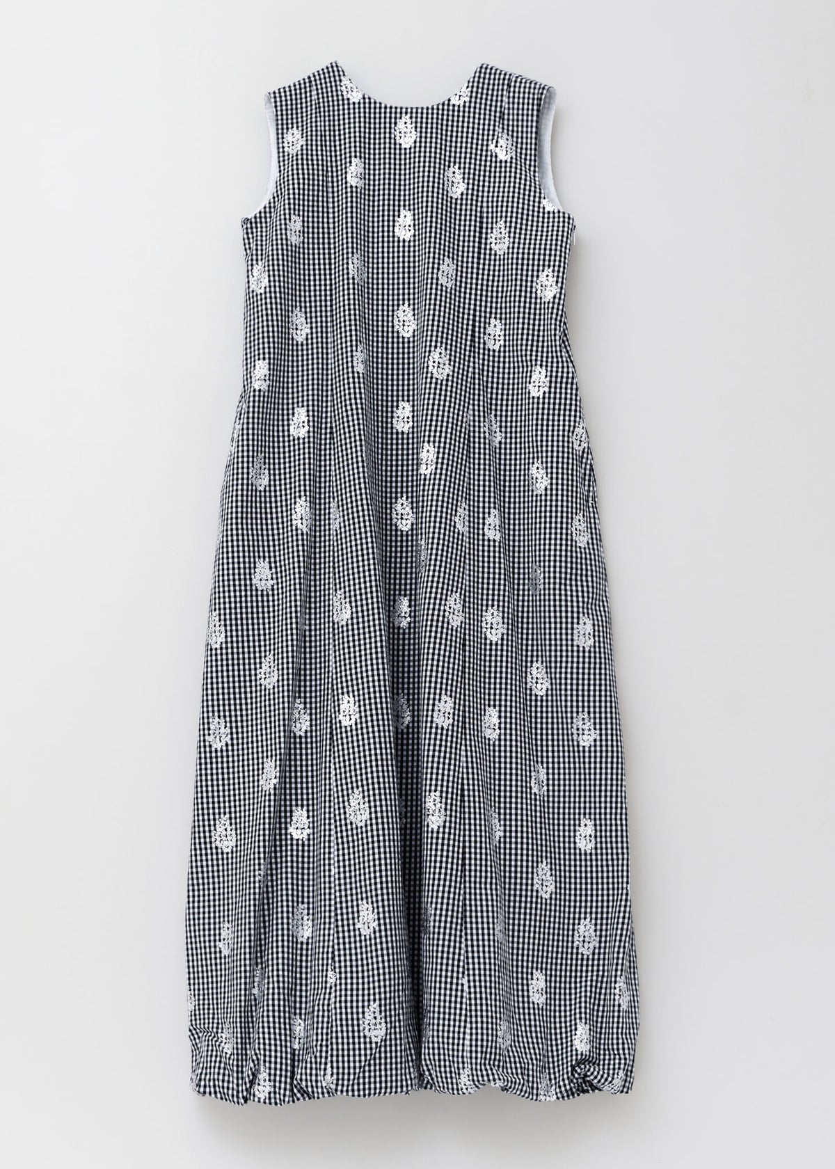 Poplin Foil Print Sleeveless Balloon Dress White M